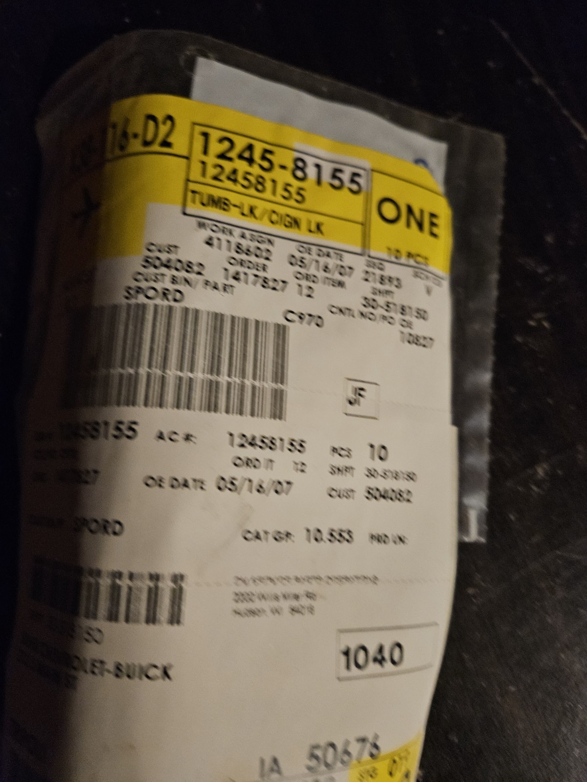 NOS GM 12458155 LOCK CYLINDER TUMBLER WAFER (10)