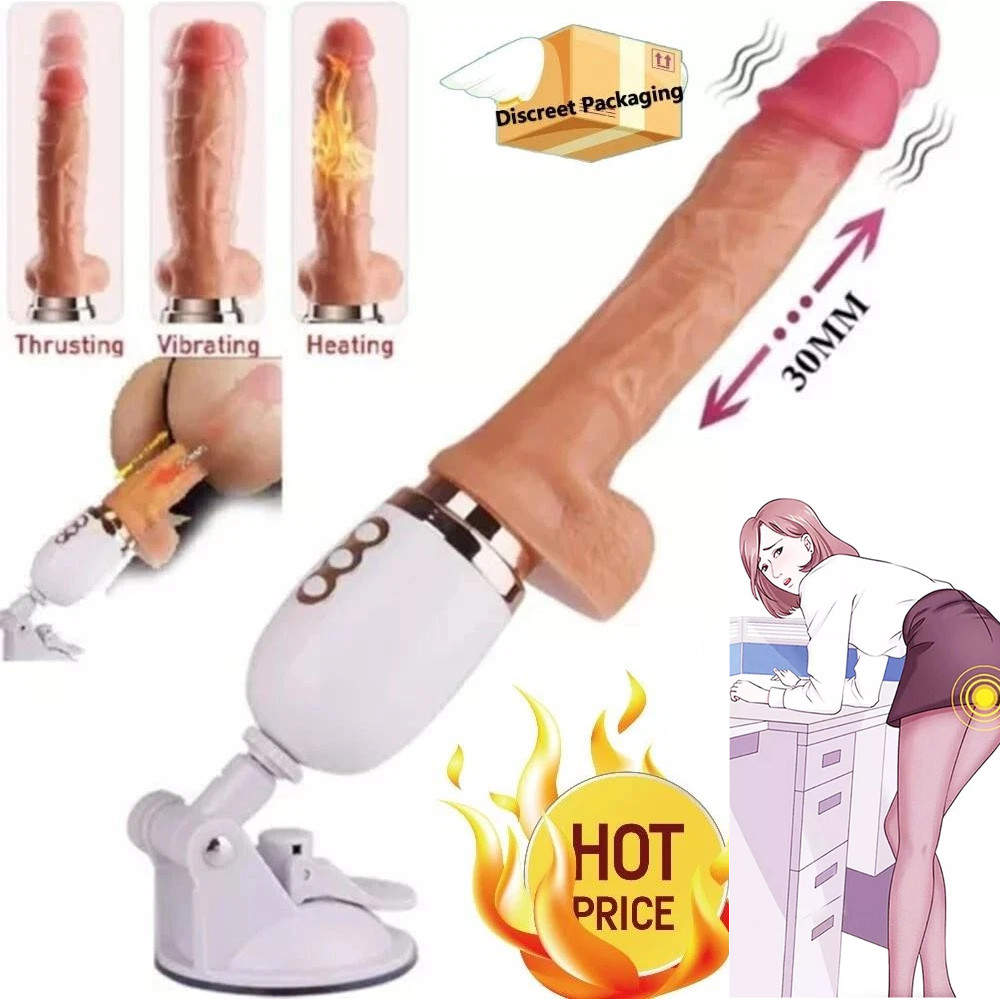 Heating Thrusting Dildo Vibrator Remote HandsFree Gun Machine Sex Toys for Women