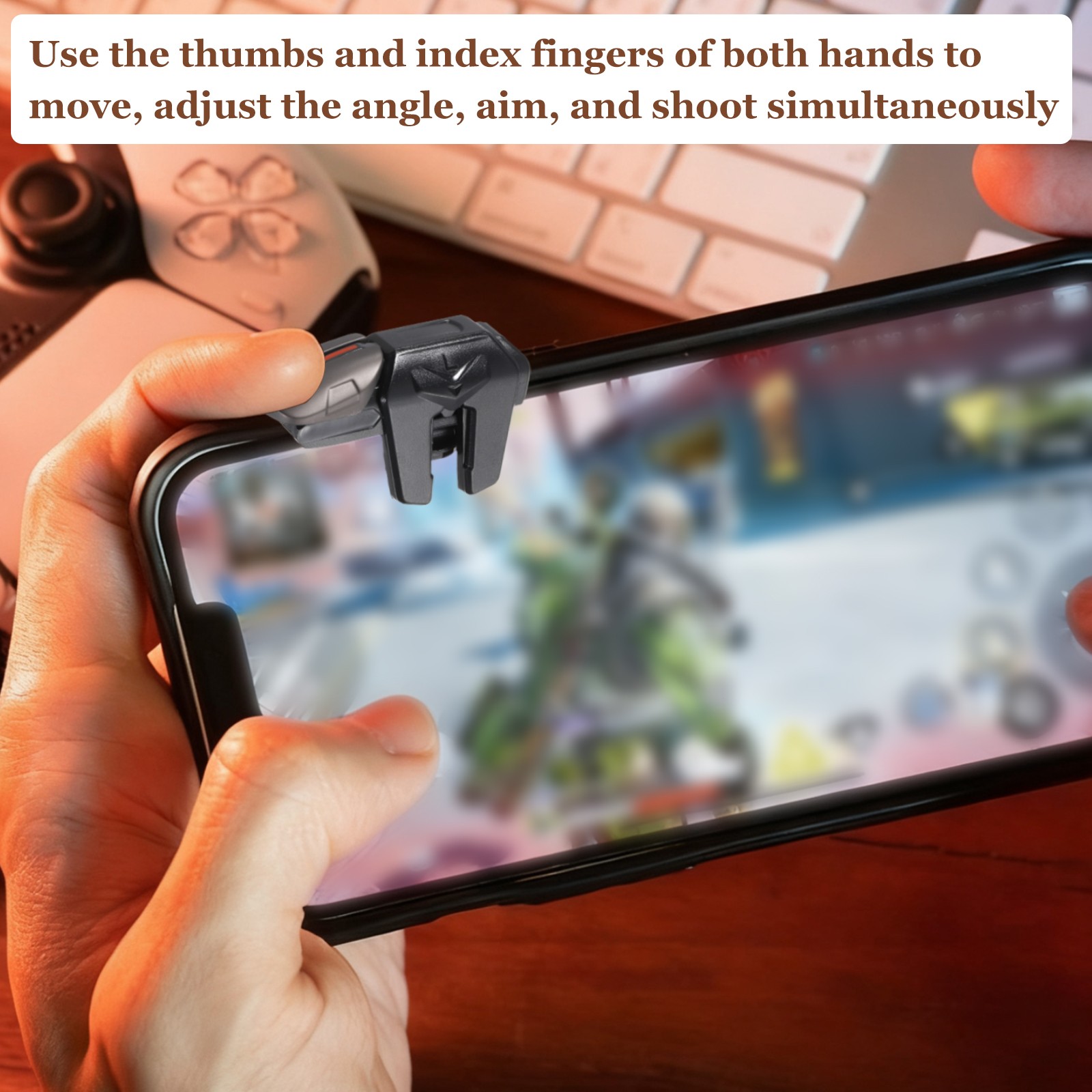1 Pair Mobile Game Controller Triggers, 6 in 1 Black