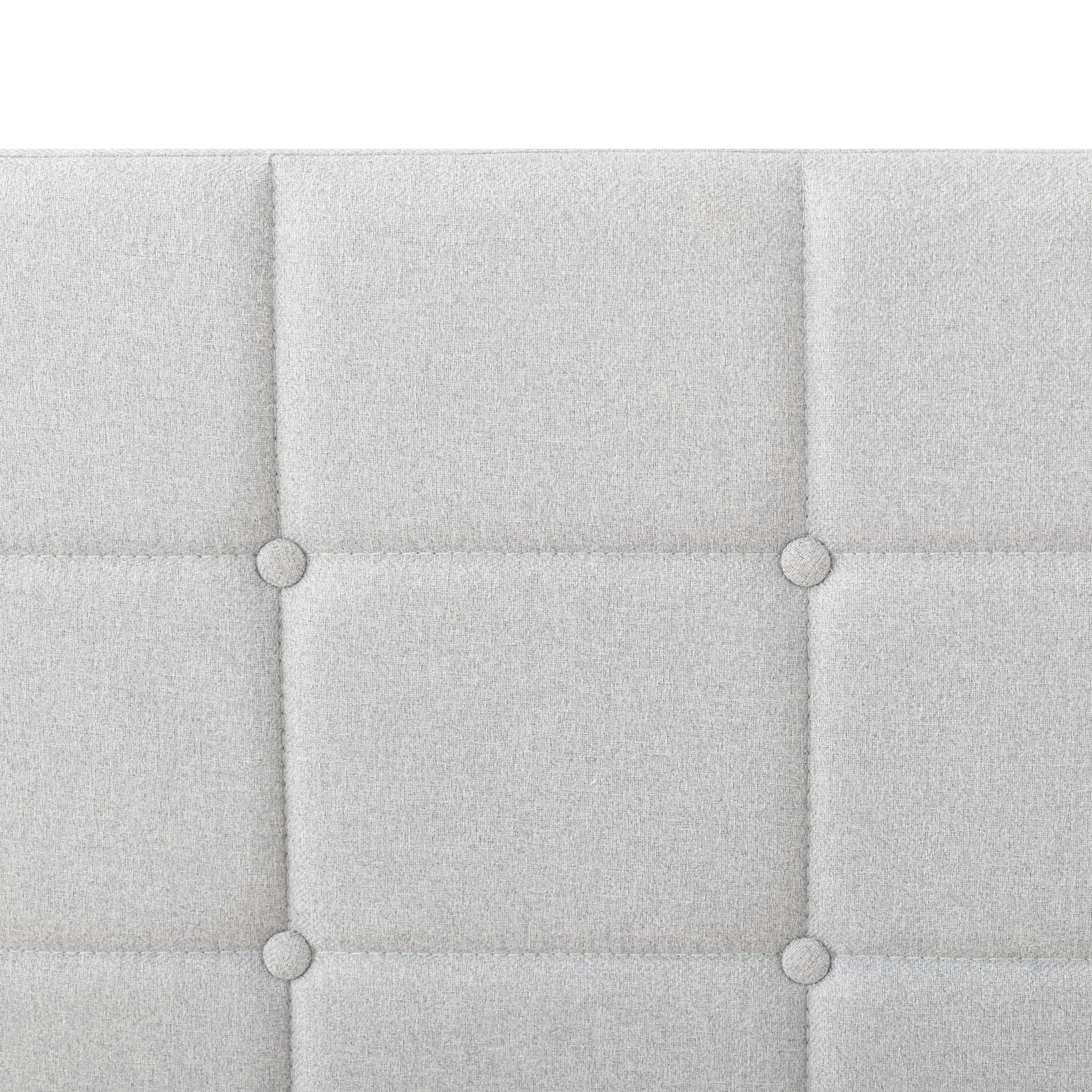 Full Size Platform Bed Frame with Upholstered Headboard, Light Gray