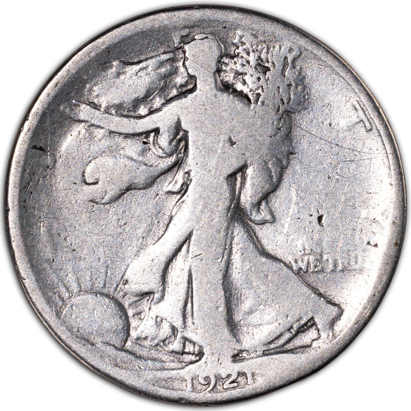 1921-P Walking Liberty Silver Half Dollar – G+ Good Cleaned – Philadelphia Mint
