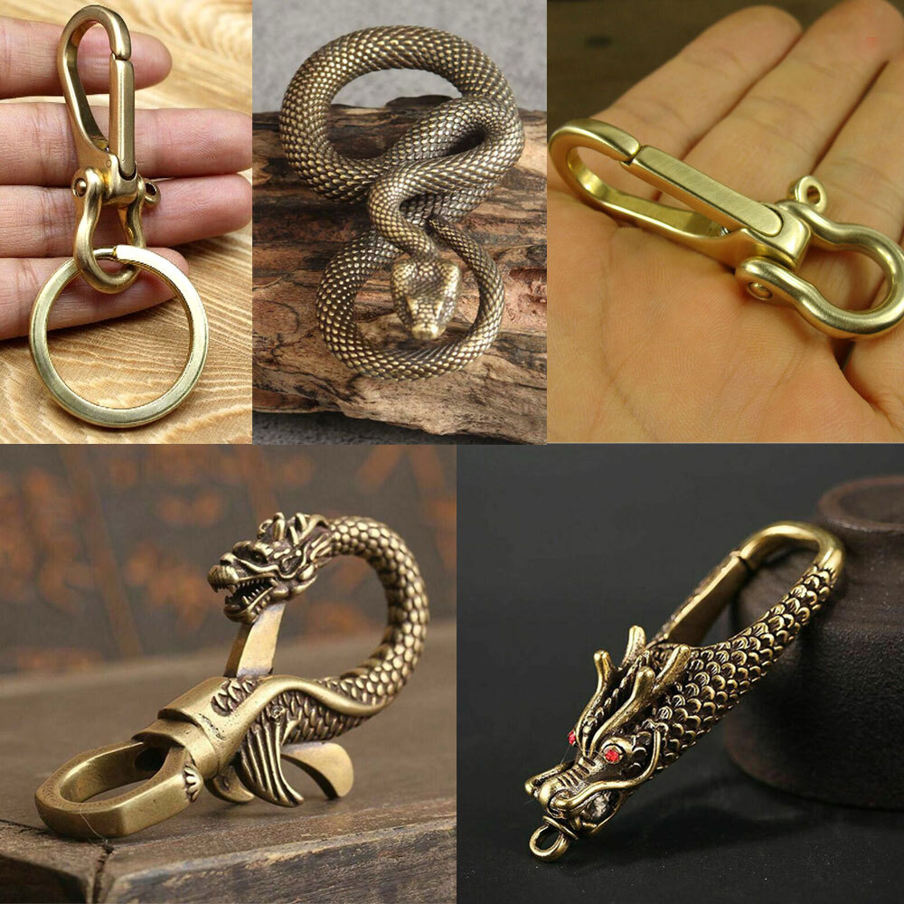 Antique Brass Decorative Key Chain Keychain Best Belt Clip Buckle Wallet Gift US