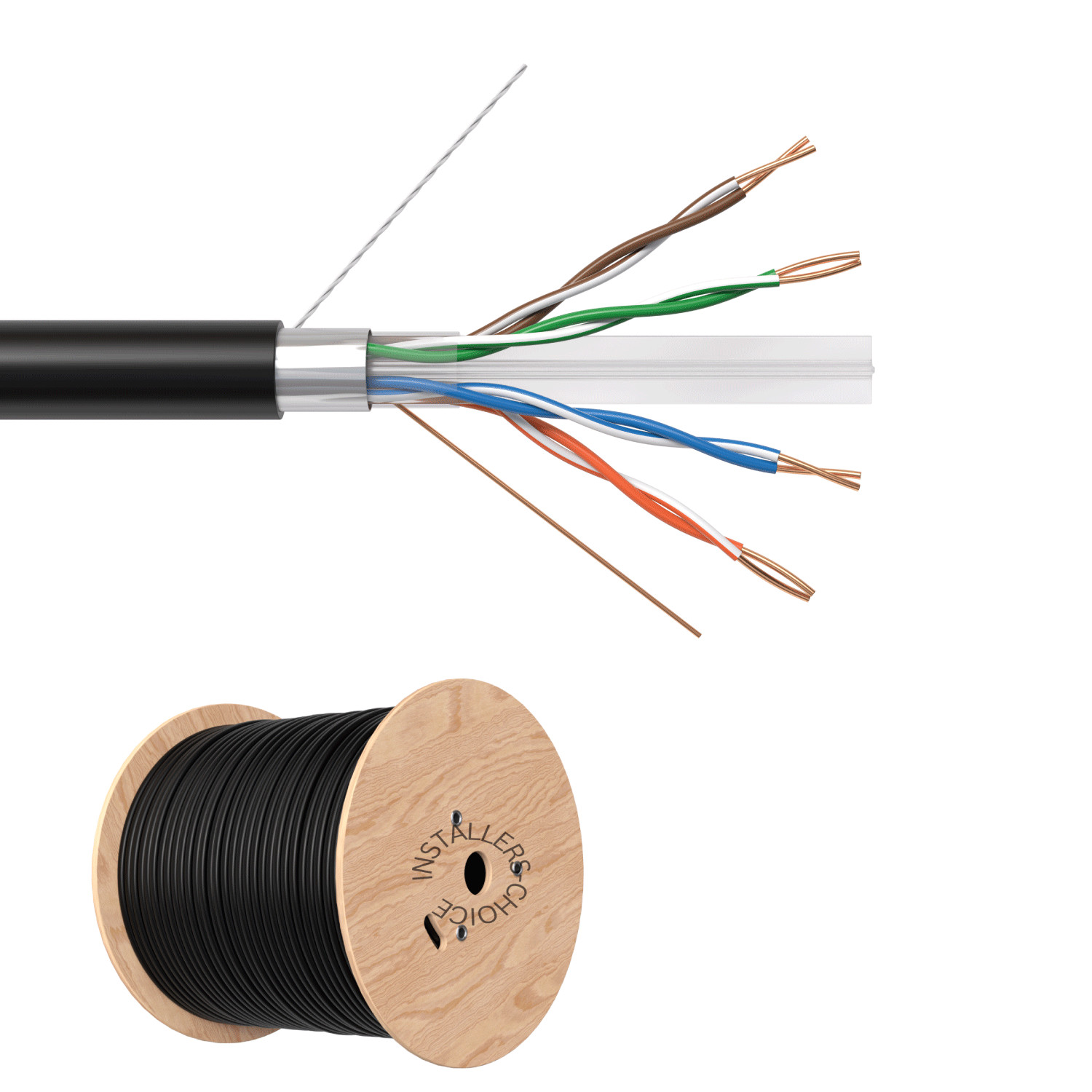1000FT CAT6 FTP Shielded Outdoor Network Ethernet Cable Bulk 550MHz 23 AWG Black