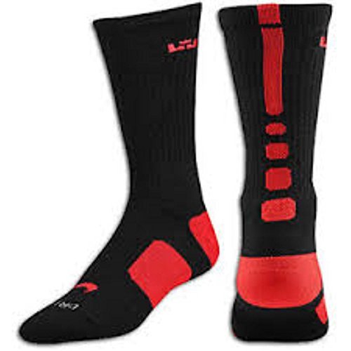 Nike Elite LEBRON  BLACK,RED Basketball Socks LARGE (Men Size 8-12)  SX4696-062