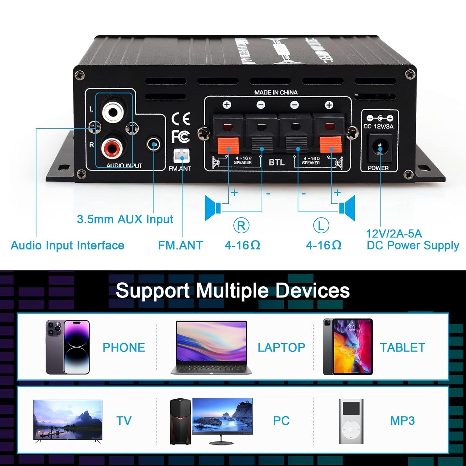 Ak380 Bluetooth Amplifier With Remote Control Function 2.0 Bluetooth Amplifier S