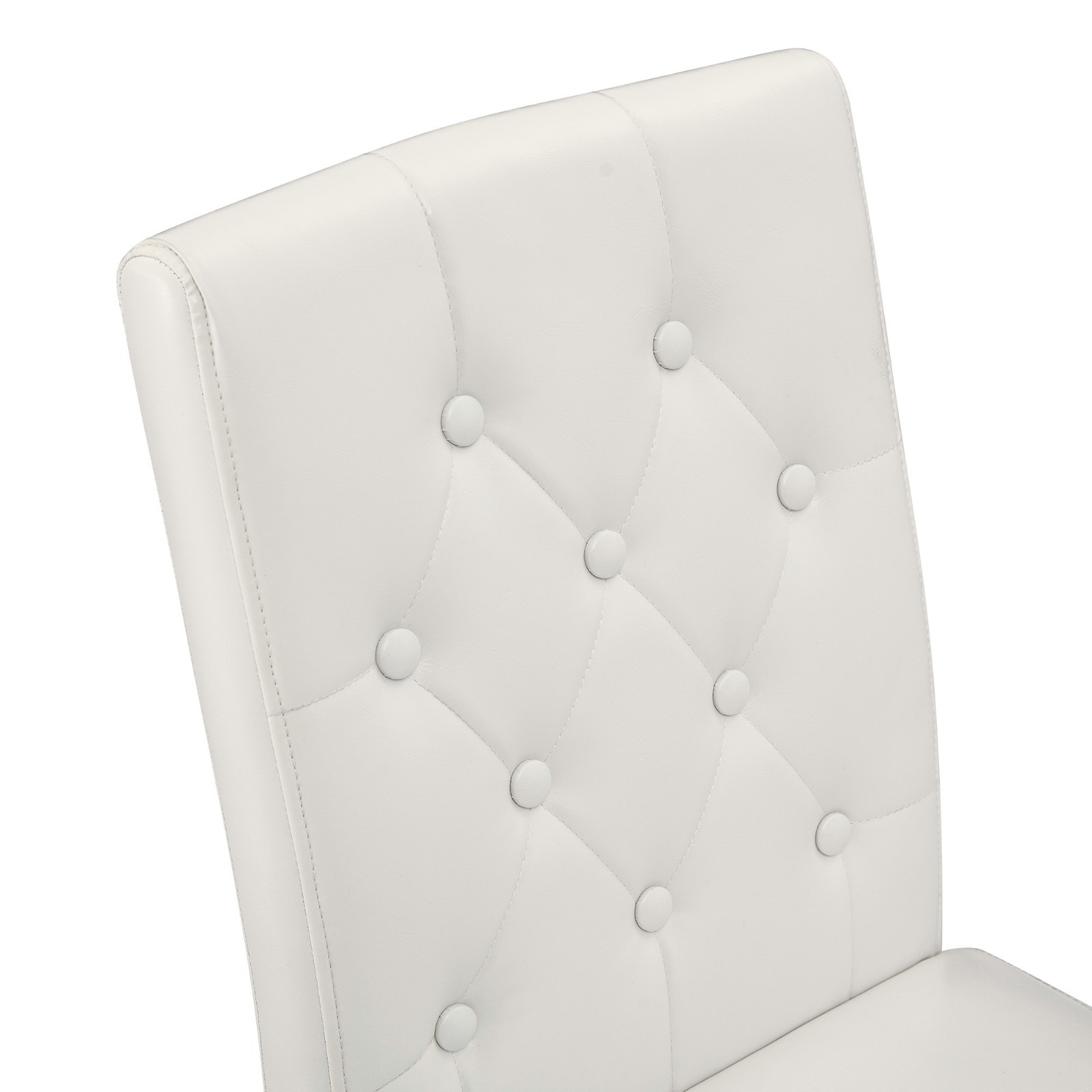 White PU Chairs 4-Pack-Ergonomic Backrest & Golden Metal Legs