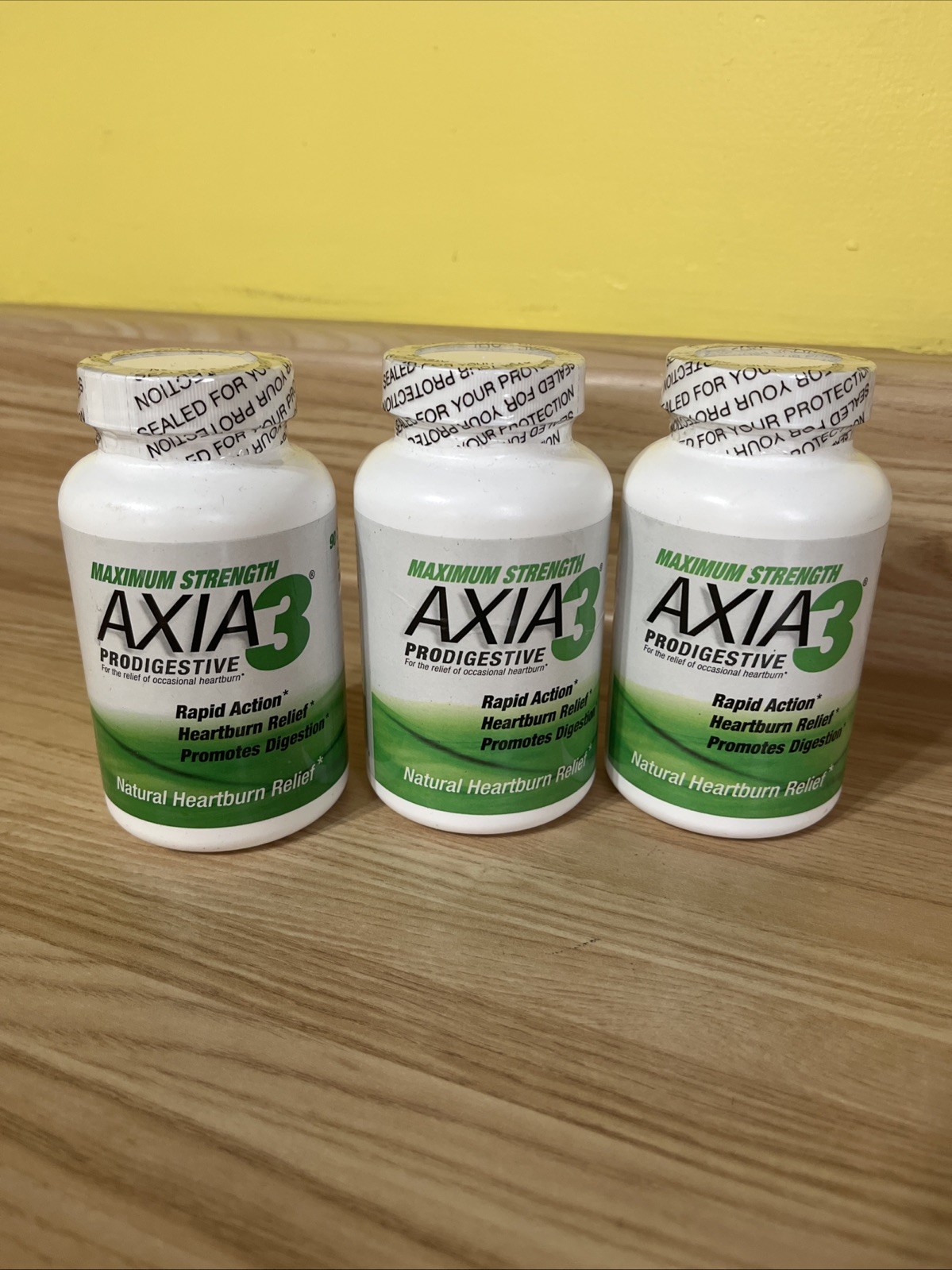 Lot of 3 AXIA3 Maximum Strength Prodigestive Heartburn Relief 90 Tabs each 04/26