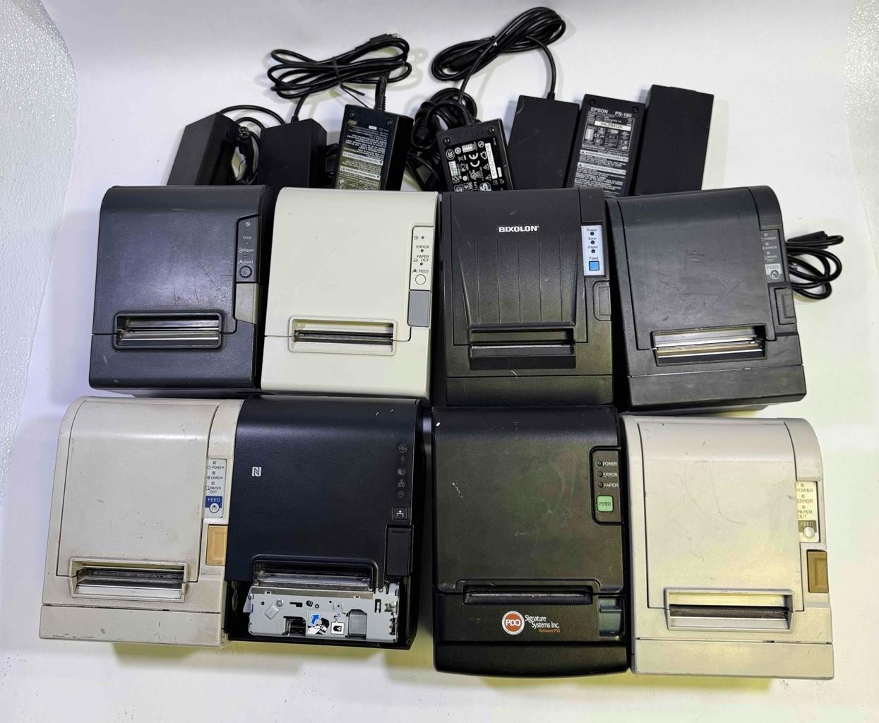 Lot of 8 Mixed Epson TM-T88V TM-T88IIP + Other USB POS Printer w 7 Power Supply