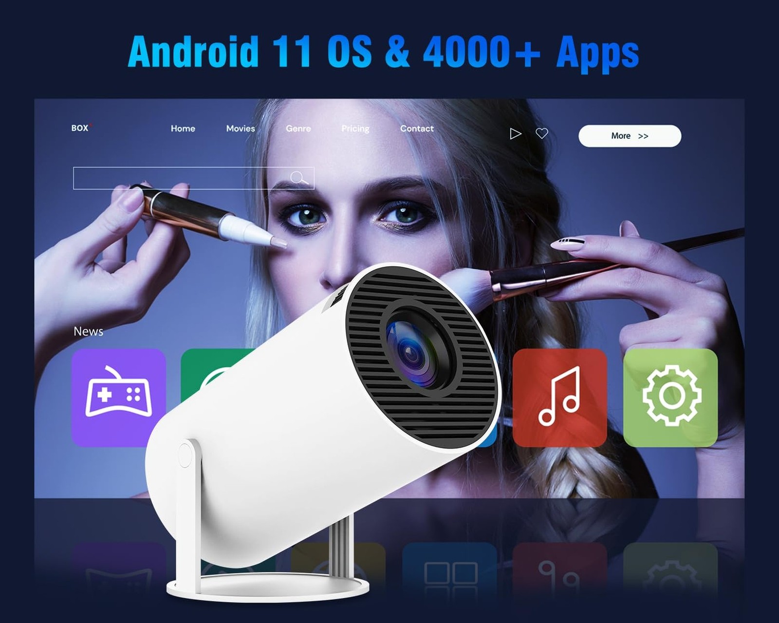 Portable Projector 4K 1080P Full HD Support, Mini Projector with Android 11, ...