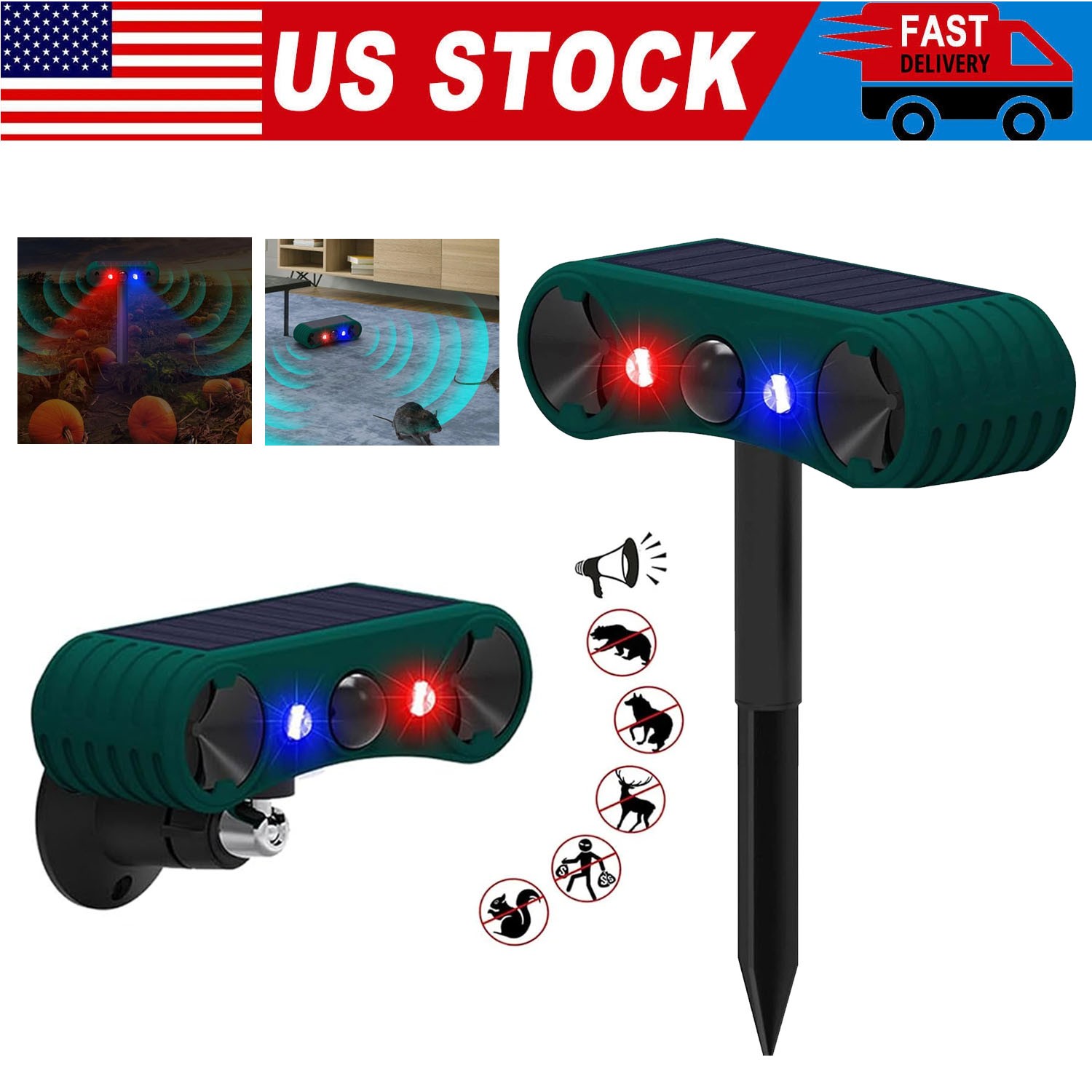 Outdoor Solar Wireless Motion Sensor Alarm Sound Detector 130db Loud Noise
