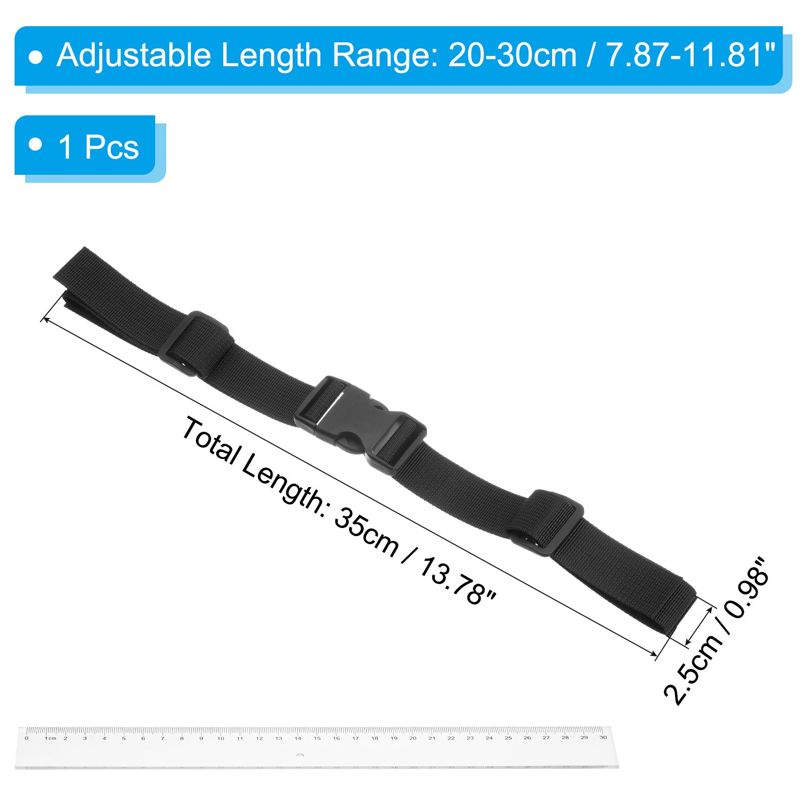 Backpack Belt Straps Waist with Quick-Release Buckle Black