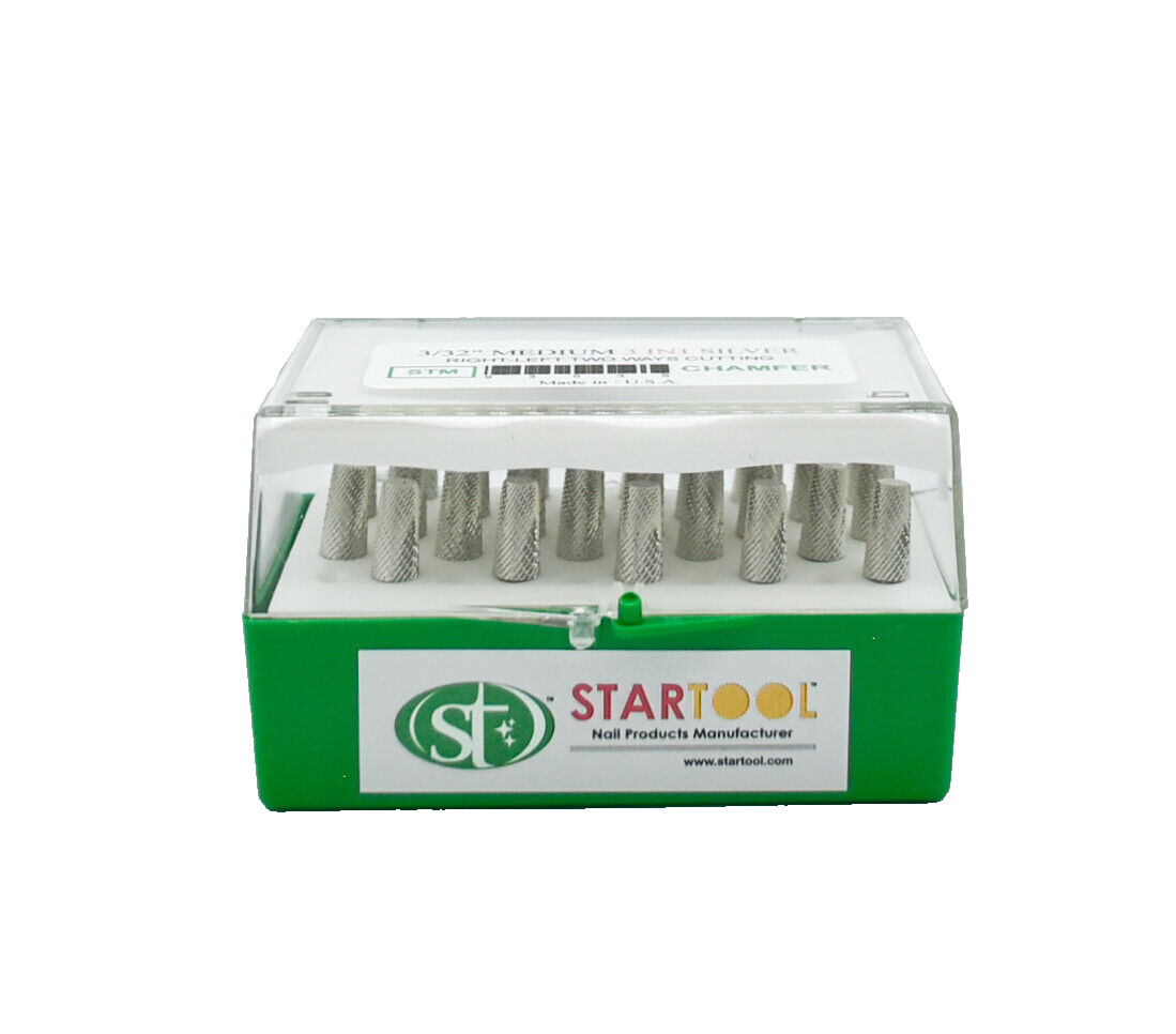 Startool Acrylic Nail Drill 3/32" STM Medium ( 3-in-1 ) Chamfer Silver (Single )