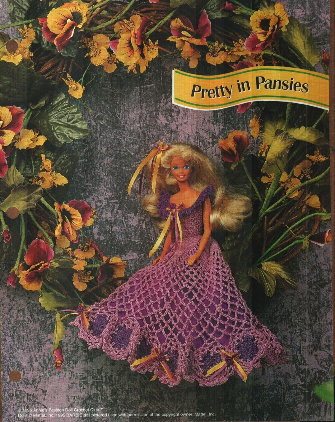 NEW PRETTY IN PANSIES DRESS FASHION DOLL ANNIE'S CROCHET PATTERN INSTRUCTIONS