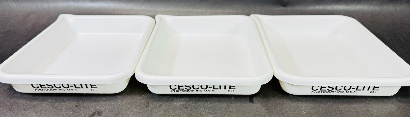 3 Vintage Cesco Lite 5x7 Darkroom Film Developing Trays Plastic