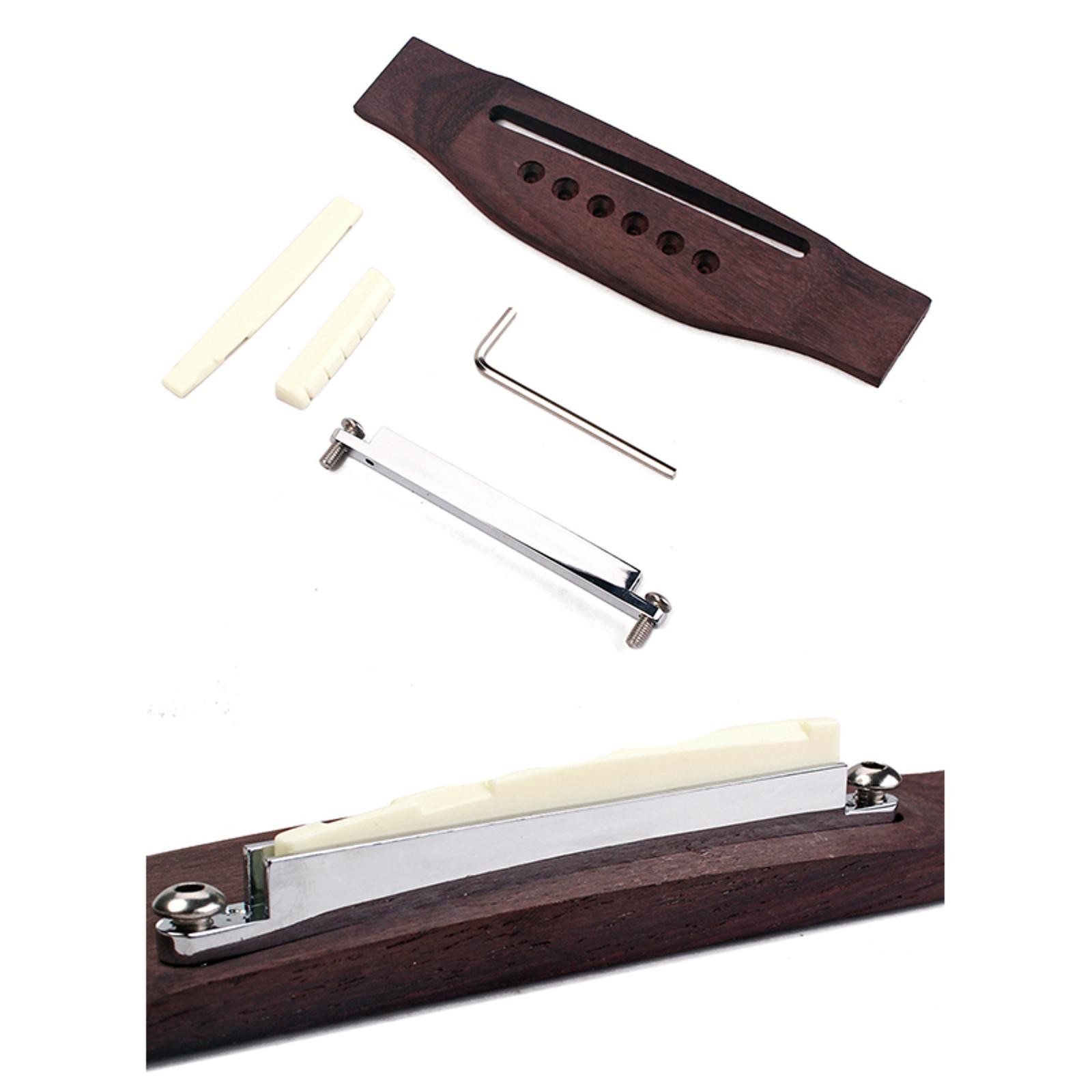 Adjustable Shaft Rosewood Guitar Bridge Saddle Nut Kit For Acoustic Guitar