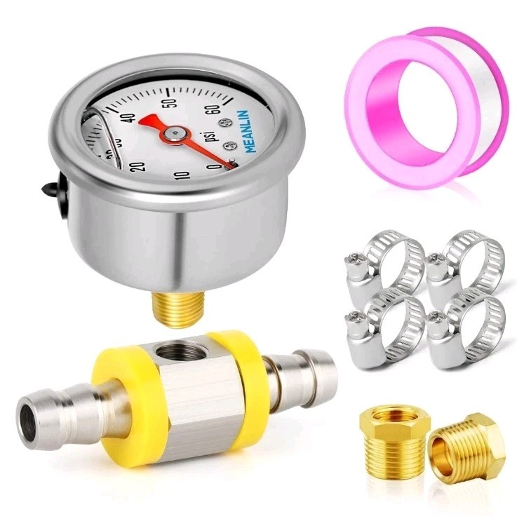 MEANLIN MEASURE 0-60 PSI Stainless Steel Glycerin Filled 0-60 PSI/9 Pieces Kit