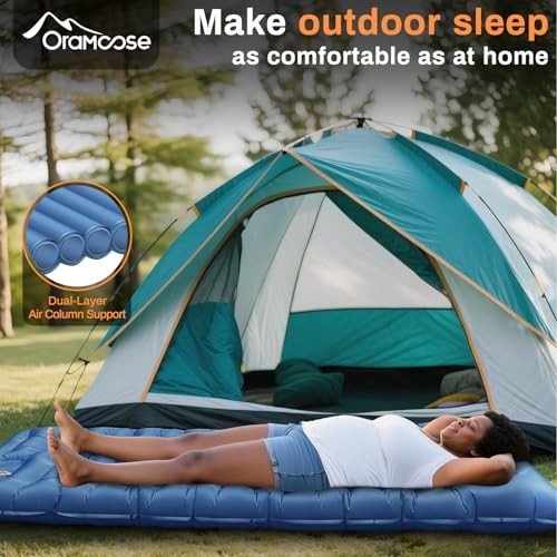 Sleeping Pad, 6 Inch Sleeping Mat Camping Self Inflating Sleeping Blue-single