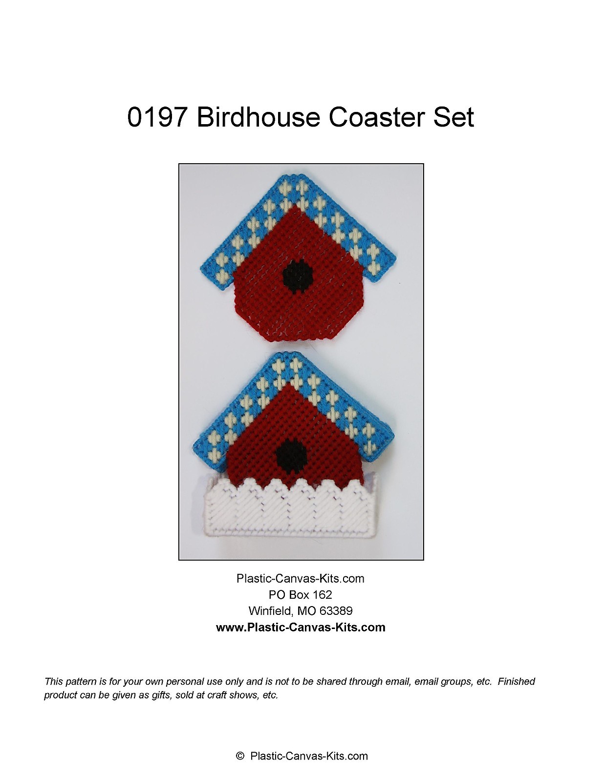 Birdhouse Coaster Set-Plastic Canvas Pattern or Kit