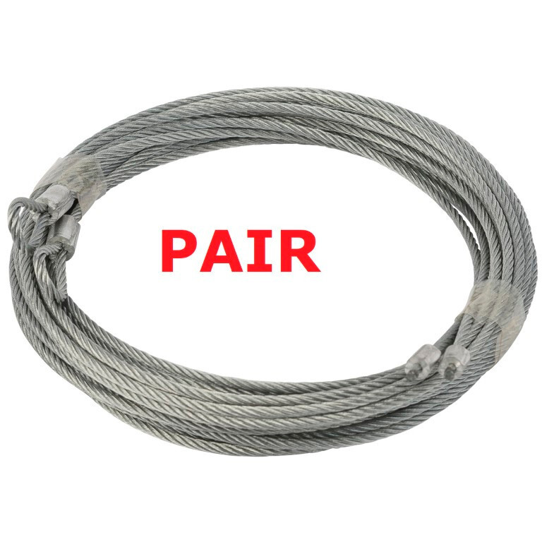 Garage Door Torsion Cables 14′ Door (186") Wire Assembly 1/8", 7x19 PAIR