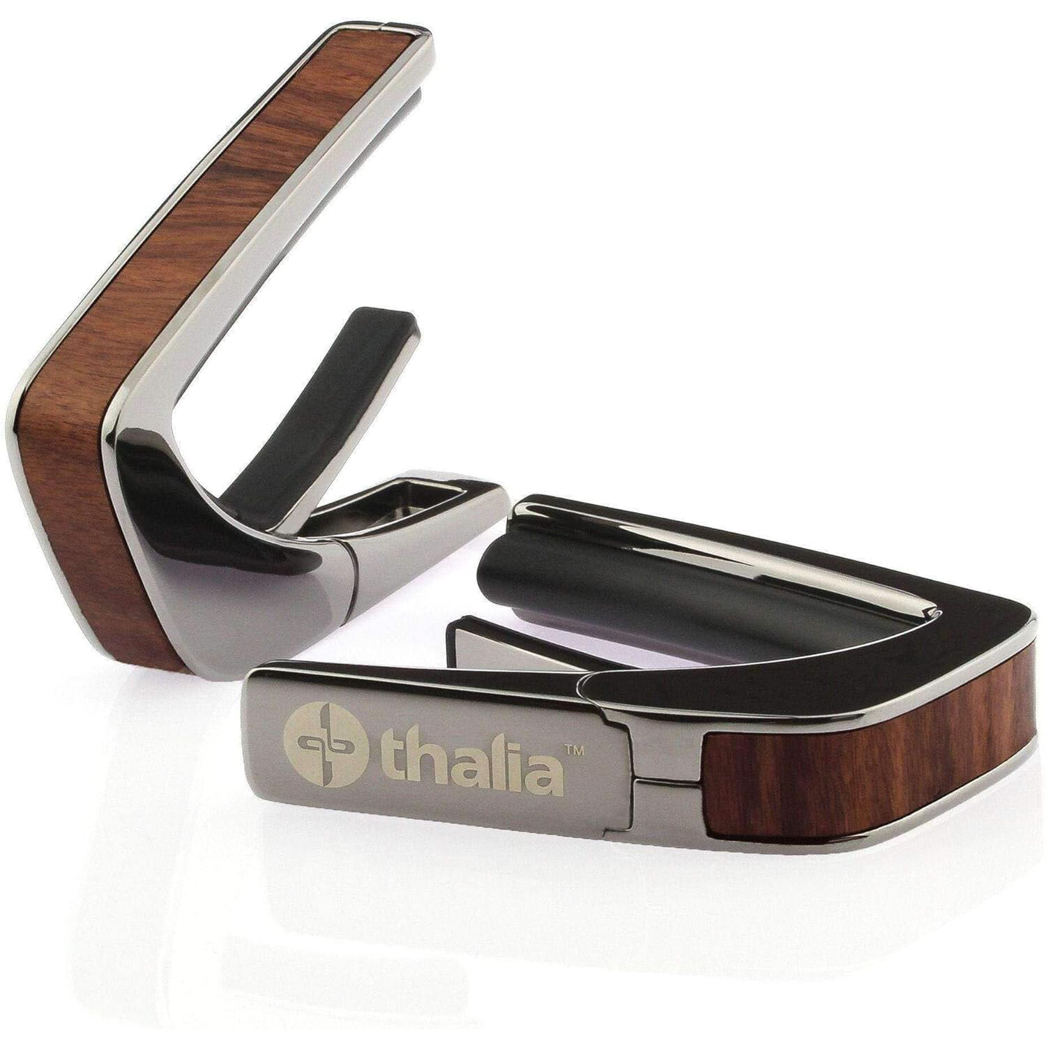 Thalia Exotic Wood Collection Black Chrome Guitar Capo, Santos Rosewood Inlay
