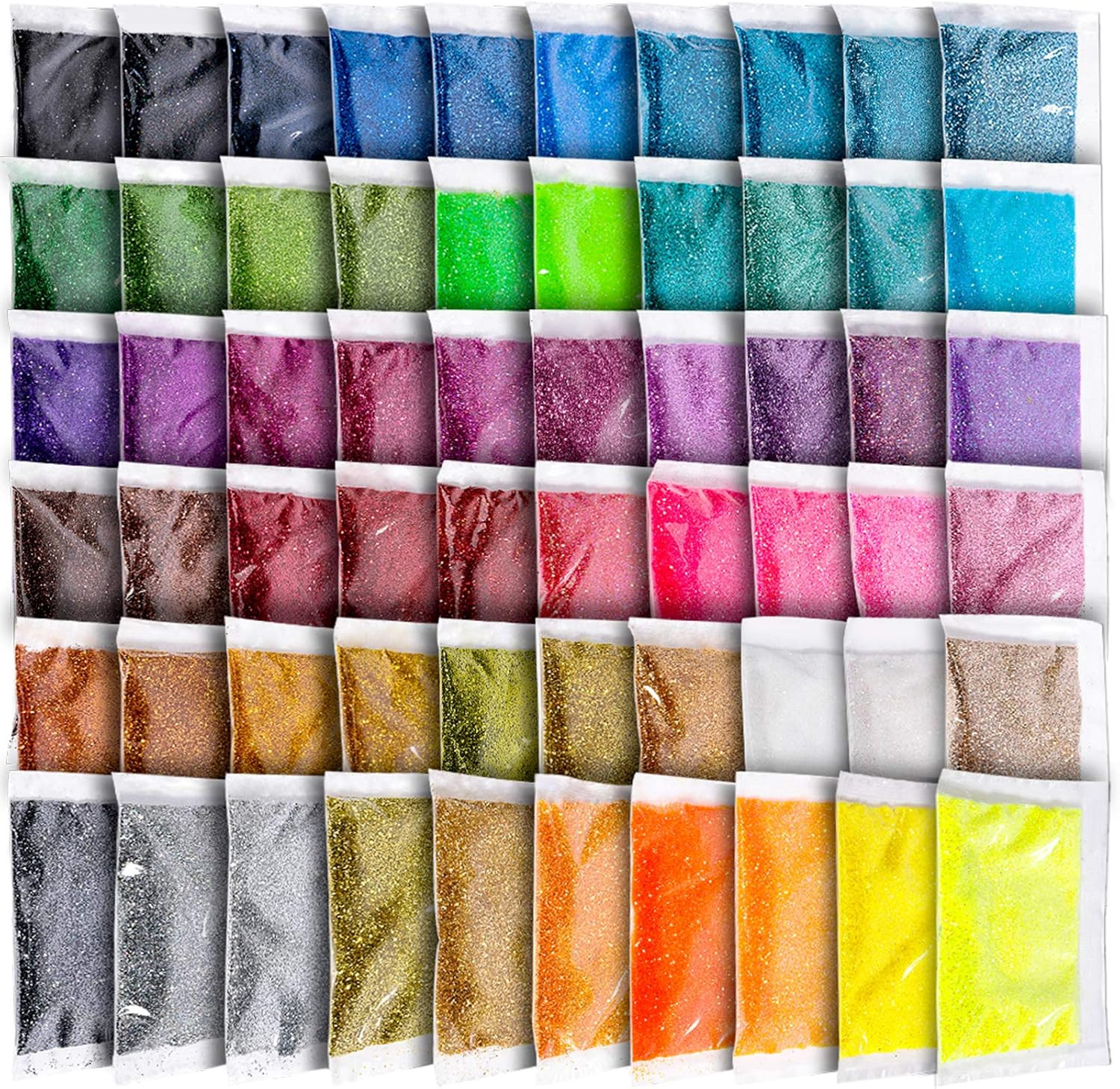 60 Colors Fine Glitter 300g Resin Craft Nail Art Makeup Body Face 5g Packs