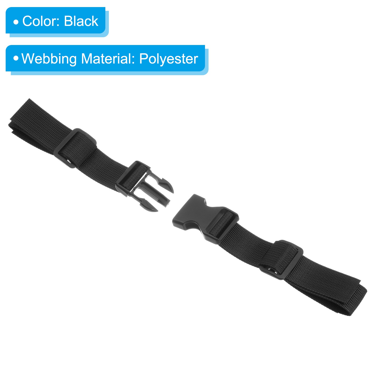 Backpack Chest Strap, 2 Pcs Adjustable Strap with Quick-Release Buckle, Black