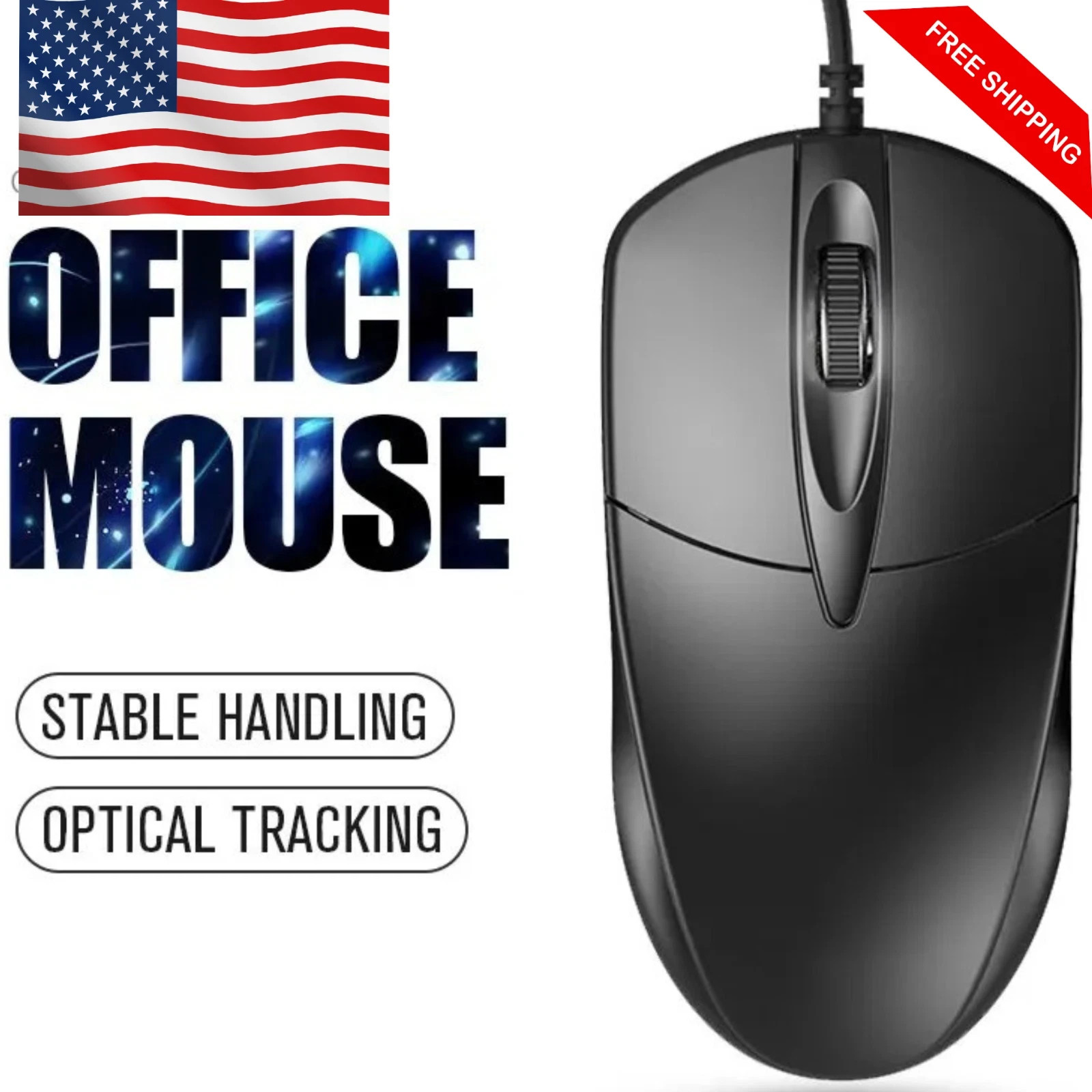 USB 2.0 Optical Wired Scroll Wheel Mouse PC Laptop Notebook Desktop Black Mice