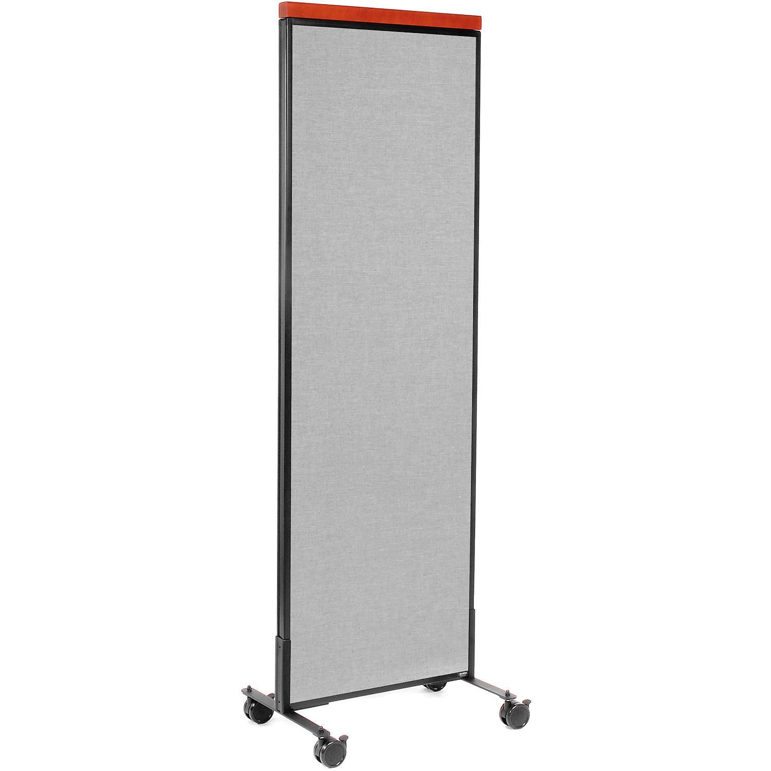 24-1/4"W x 76-1/2"H Mobile Deluxe Office Partition Panel Gray