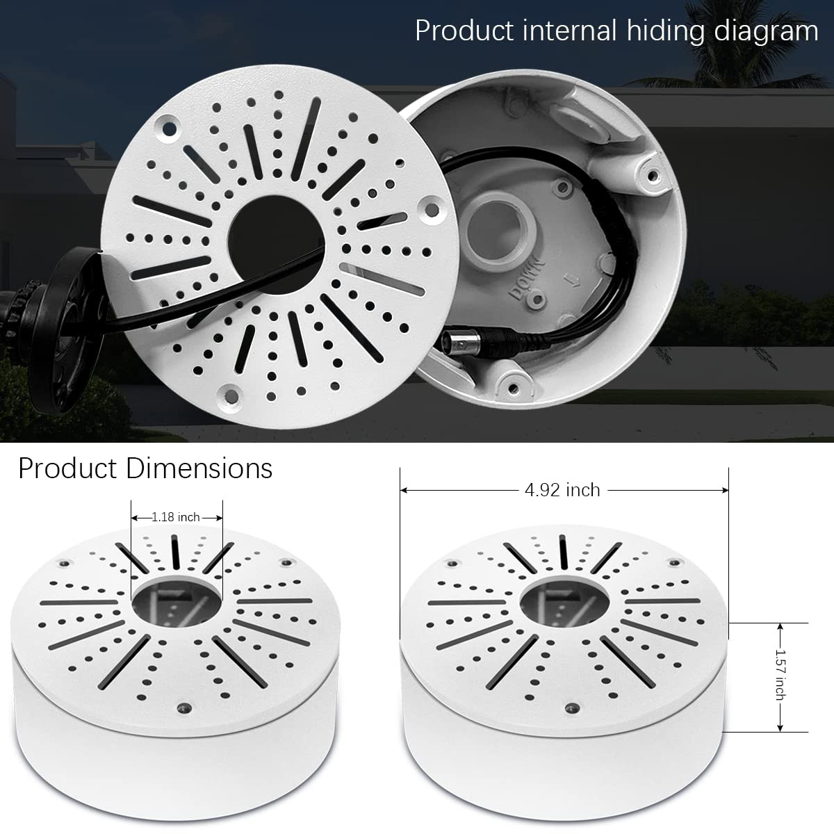8 Pack CCTV Camera Junction Box Metal Outdoor Base Box Wall Ceiling Mount
