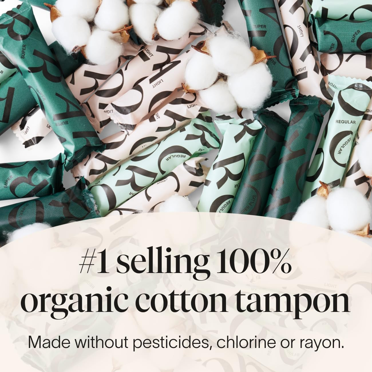 Organic Applicator Tampons | Super plus Absorbency | 100% Organic Cotton, Unscen