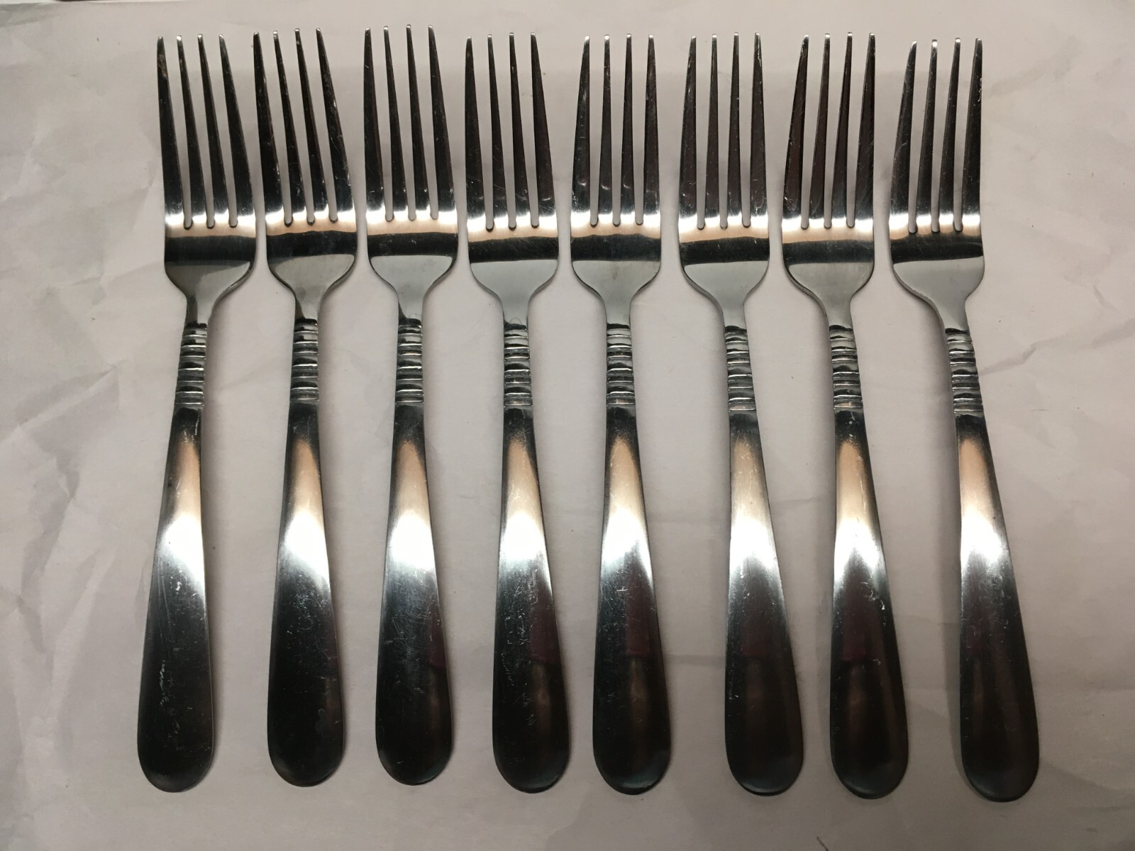 39pc International Stainless Flatware Ribbed Neck Vertical Lines China