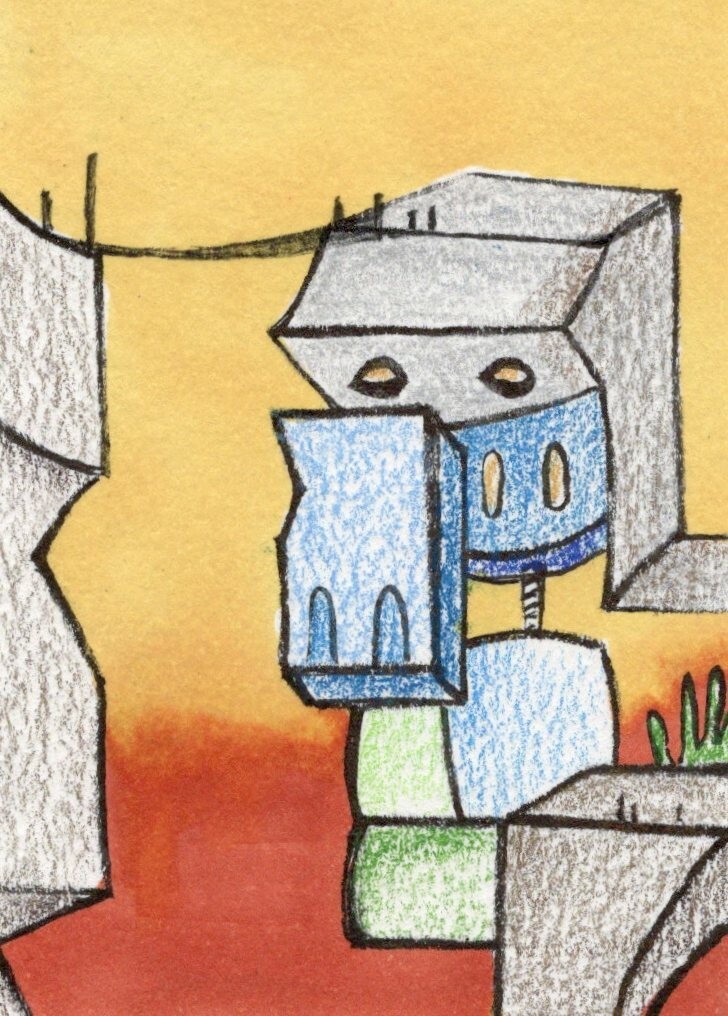 ACEO Original Art - Moldak Bridge -  Ooak landscape art card Kiefer Moore