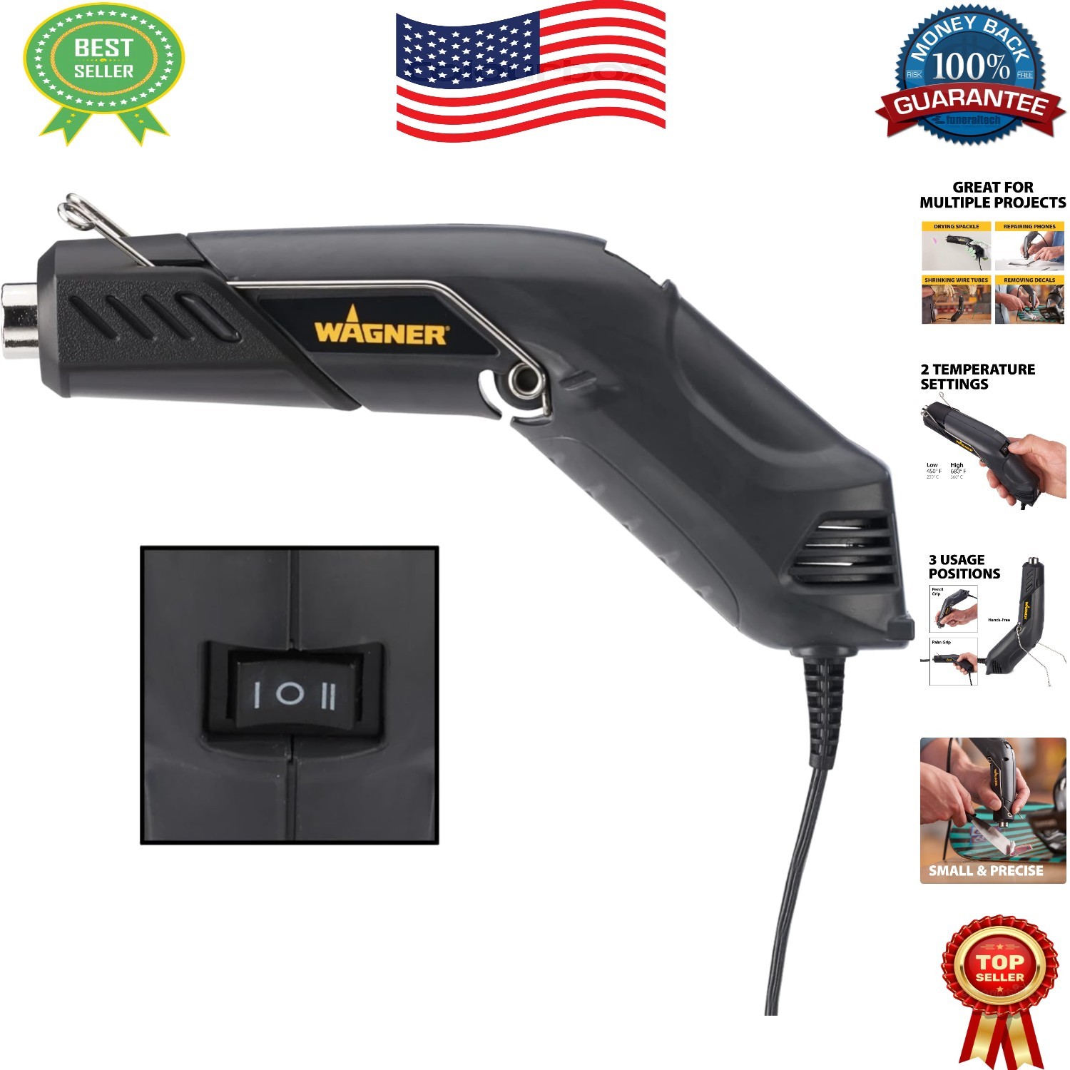 Professional Grade Heat Gun 680°F with Hands-Free Stand for Crafts & Repairs