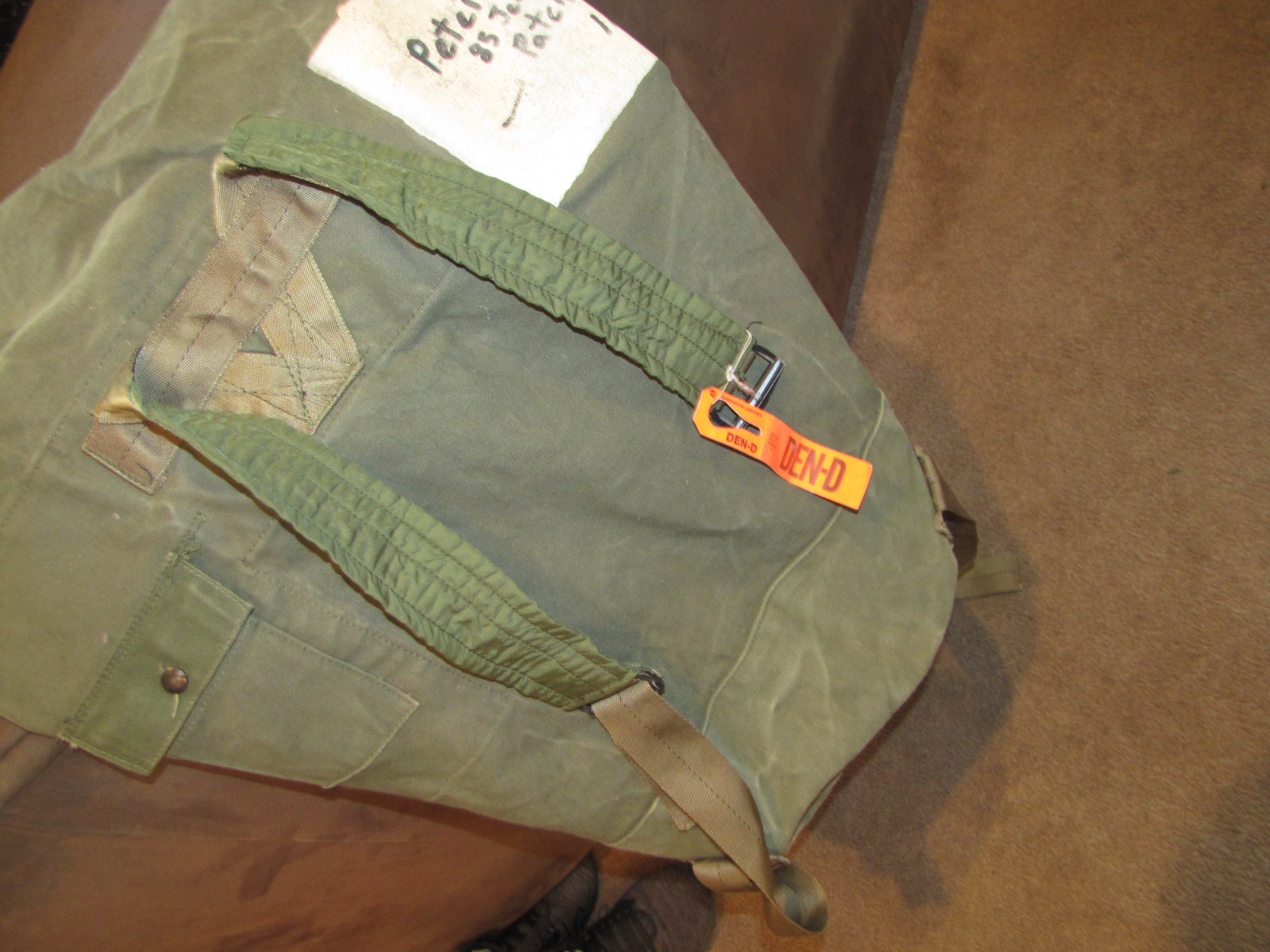 Vintage US Military Army Olive Green Canvas Duffle Bag ID Painted Name