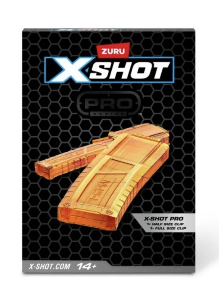 Zuru X-Shot.  X Shot Pro, 1 Half Clip And 1 Full Clip.  Clips Only . New In Box