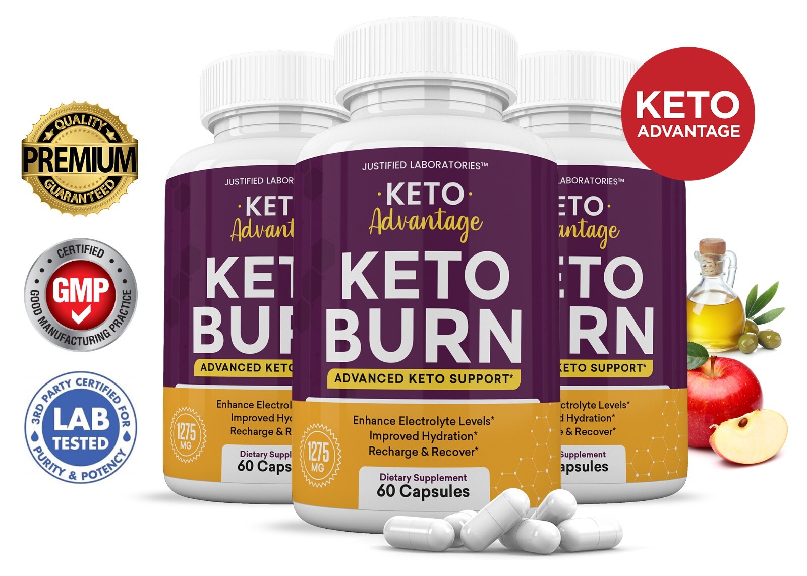 Keto Advantage ACV Pills 1275MG New Improved Formula 3 Pack