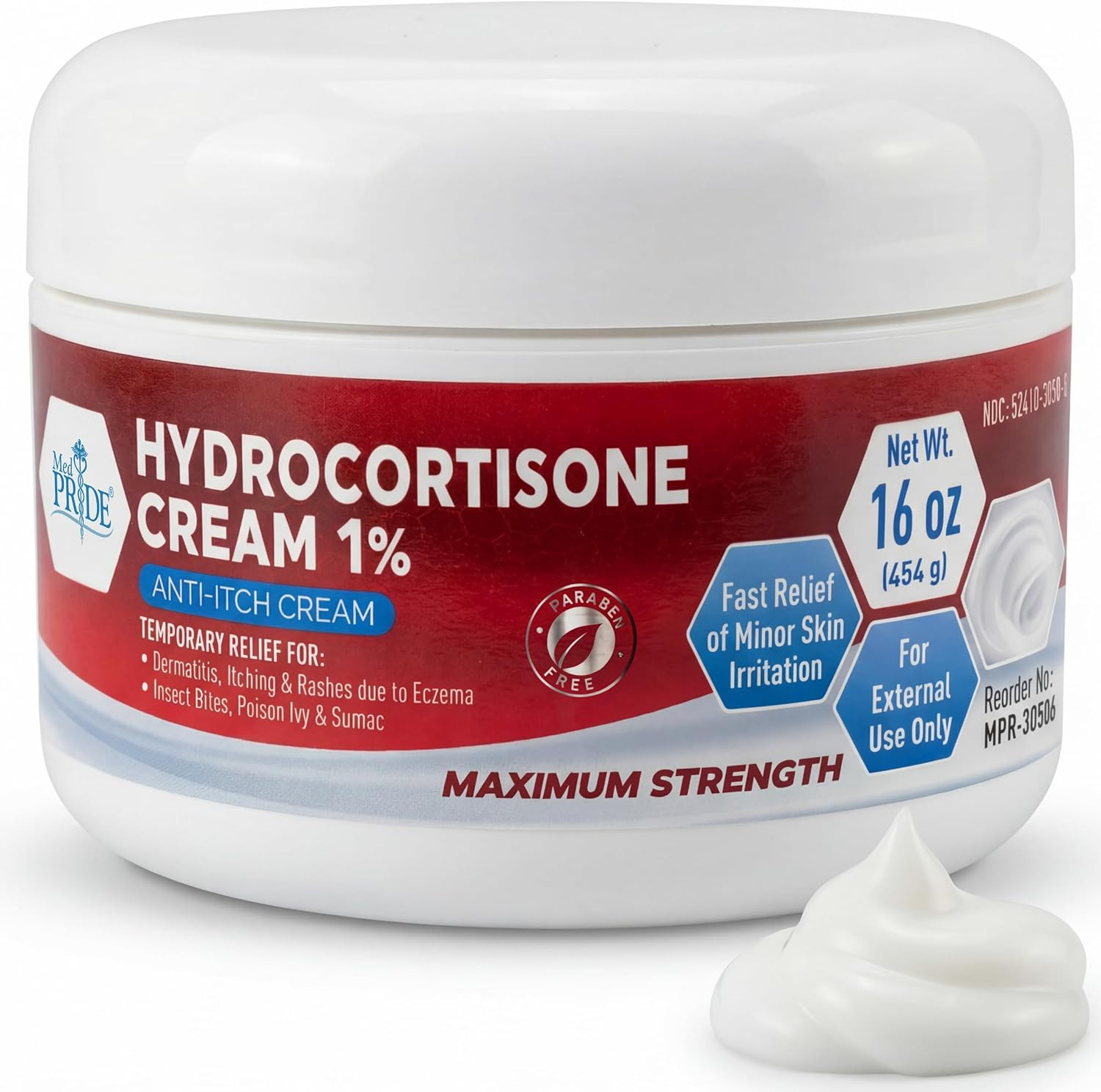 1% Hydrocortisone Cream Bulk 16 Oz Maximum Strength Itch Relief for Eczema, Derm