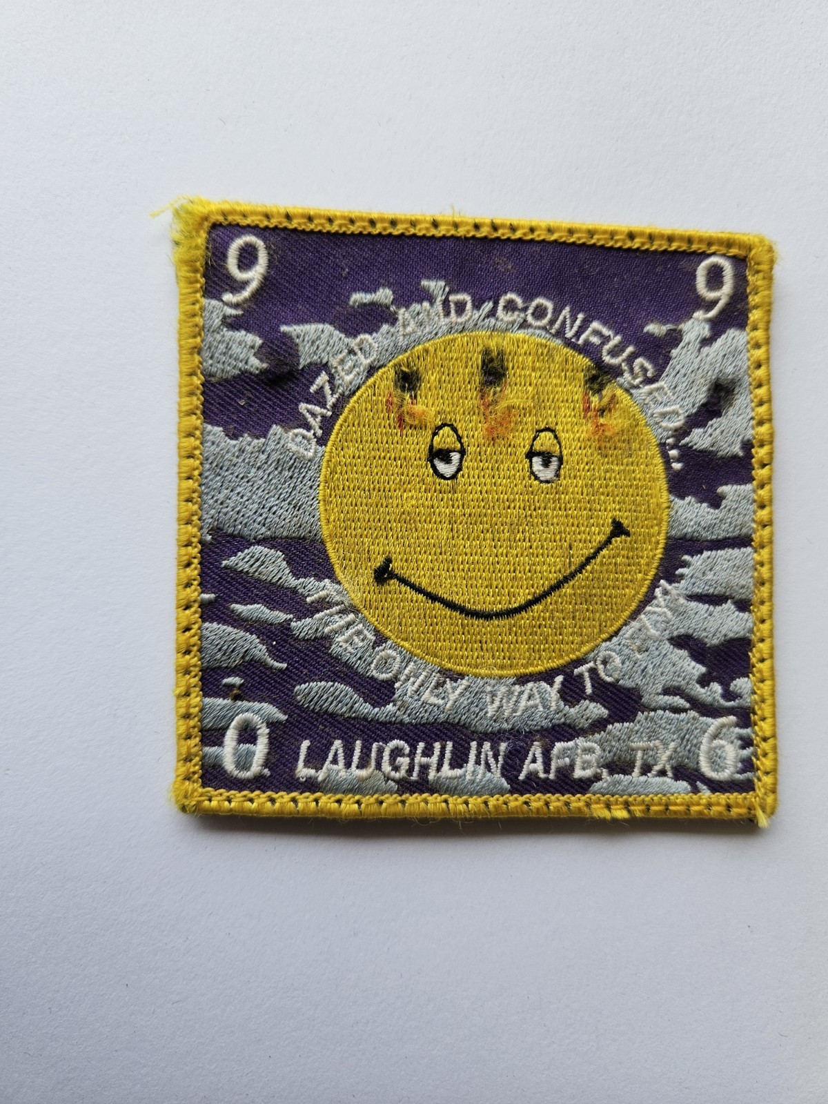 Laughlin AFB TX 06 99 Morale Cloth Patch "Dazed and Confused" Smiley Face
