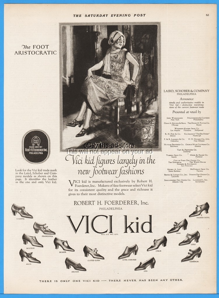 1924 VICI Kid Shoes Robert H Foerderer 1920s Footwear CC Beall Art Aristocrat Ad