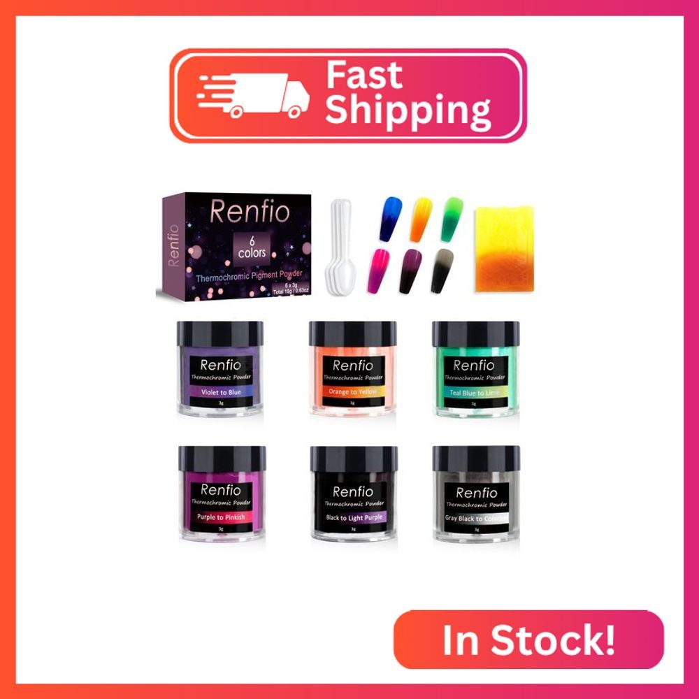 Renfio 6 Colors Thermochromic Pigment Powder,18g/0.63oz Color Changing Powder Te