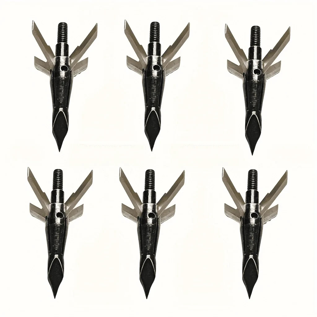 6PCS Hunting Hybrid Broadhead 125 Grain 4-Blade Mechanical Blade