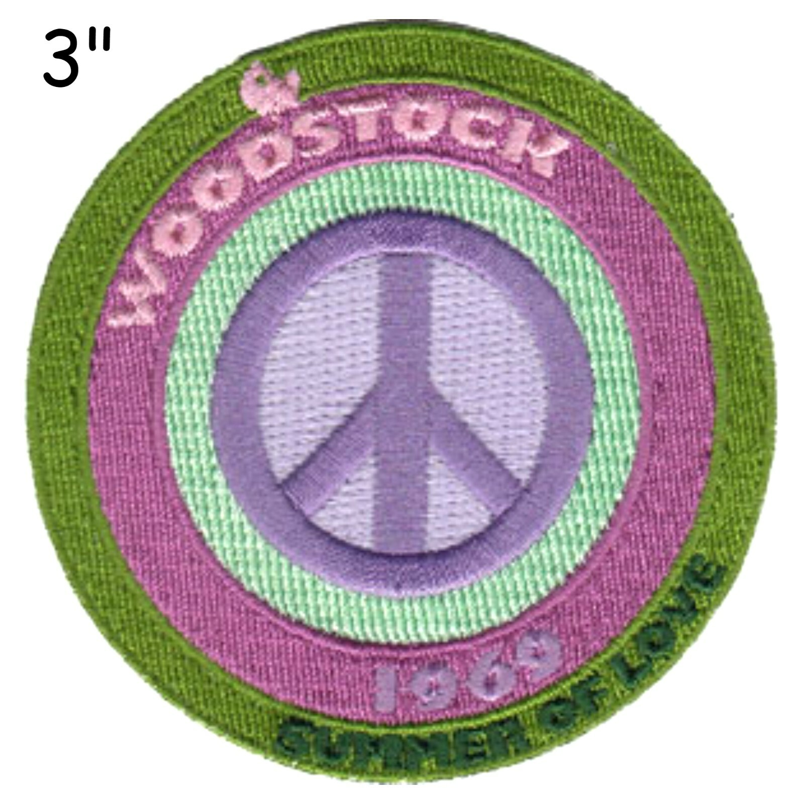 Woodstock Peace Love 1969 Embroidered Iron On Patch Hippie Music Festival 150-Y