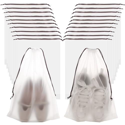 20 Pack Shoe Bags for Travel, 15.7" x 11.8" Travel Shoe Bags for Packing,Clear
