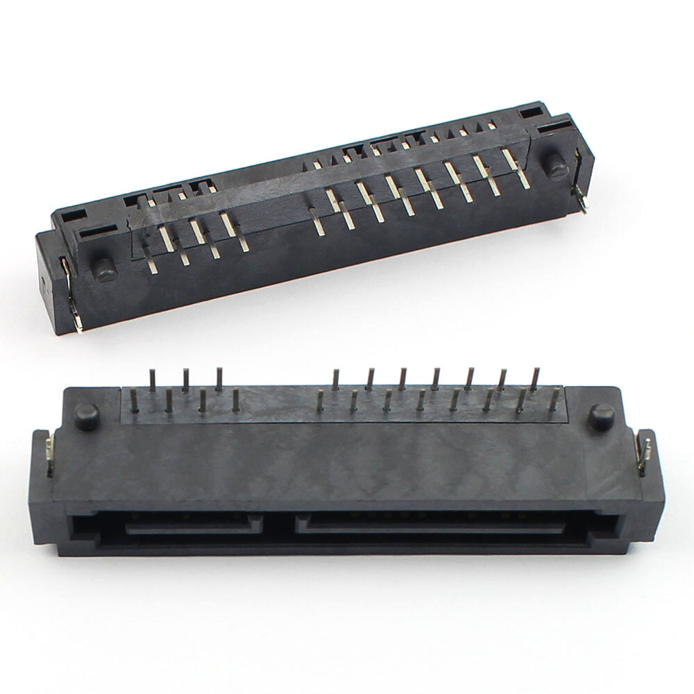 2Pcs Sata 7+15 22 Pin Right Angle DIP Male Interface Socket Connector Hard Drive