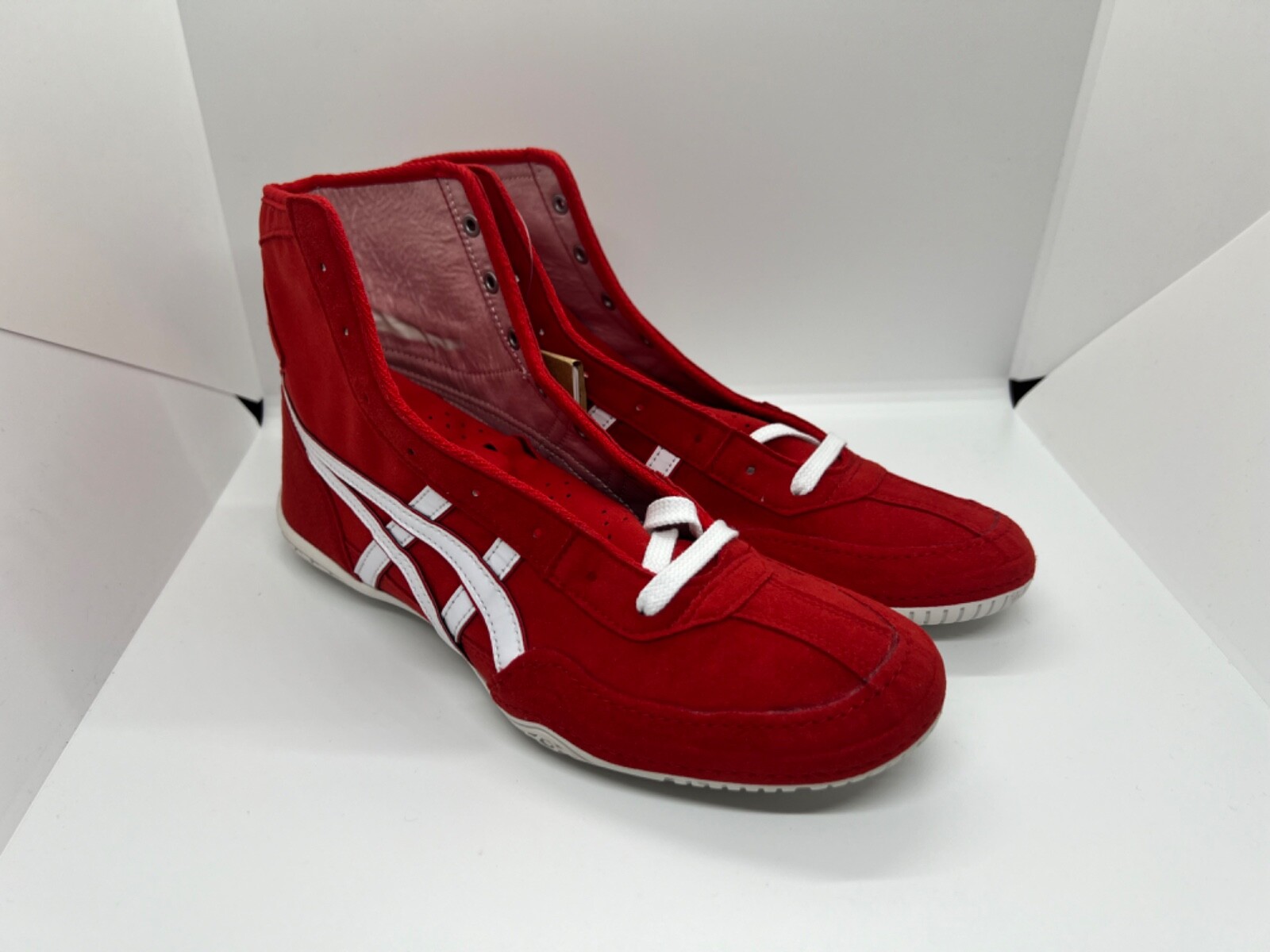asics Boxing Wrestling Shoes Red White Line Red NEW EX-EO TWR900 Next/Whitelaces