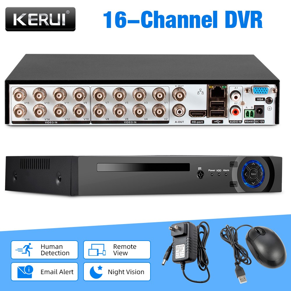 H.265+ CCTV Recorder 16CH 6-in-1 DVR 1080P Home Surveillance Recording Unit