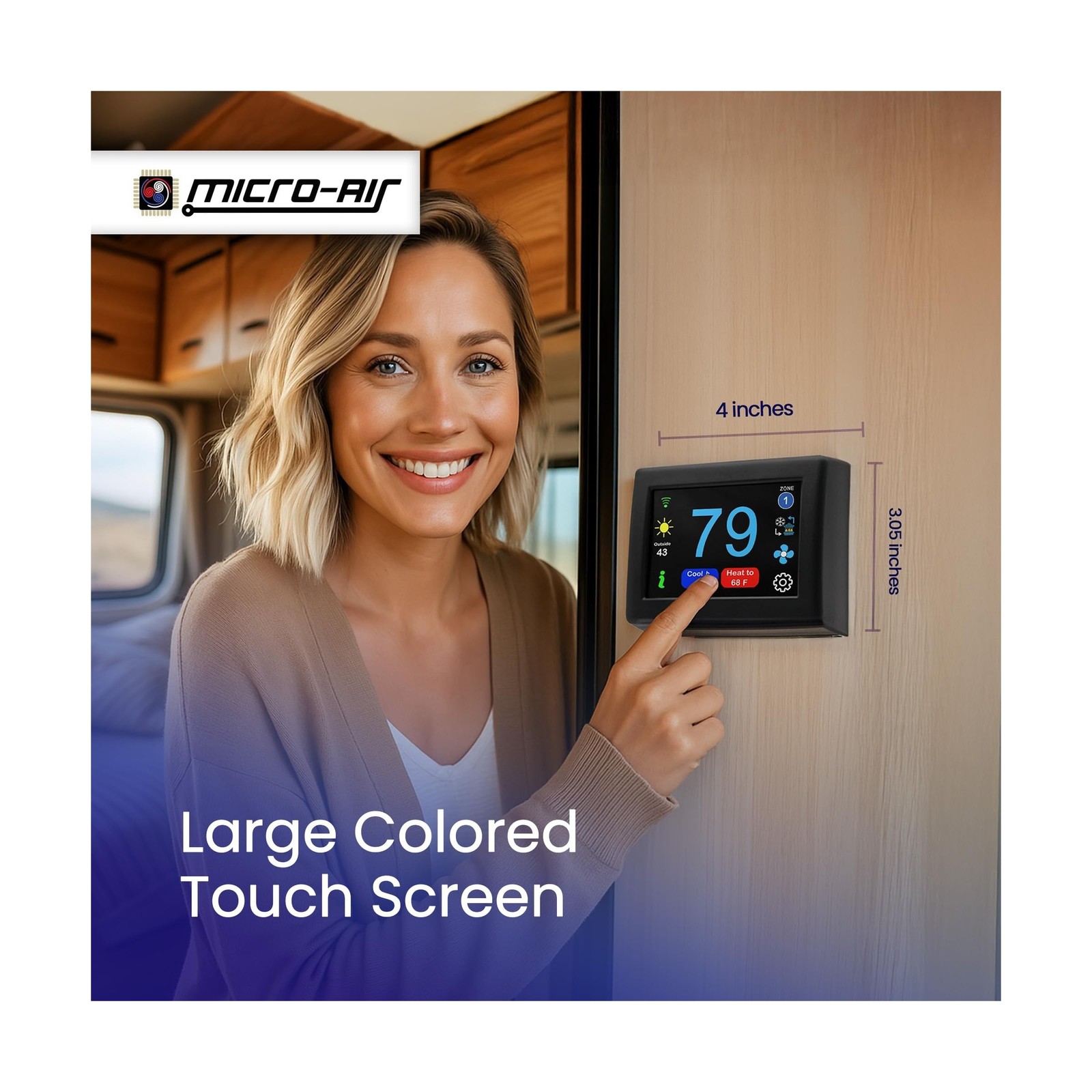 MICRO-AIR EasyTouch Digital RV Thermostat Replacement - Programmable and Reli...