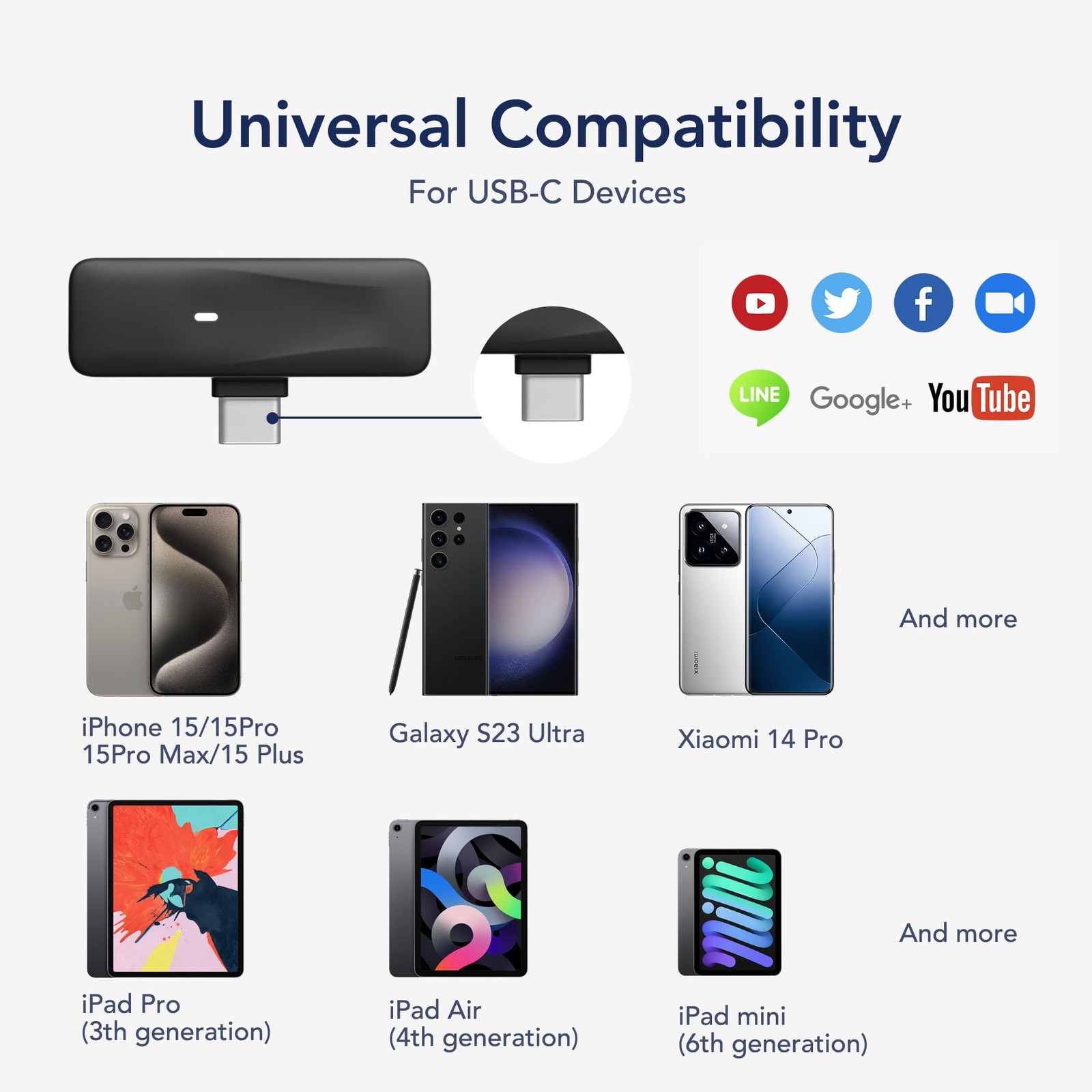 Wireless Lavalier Microphone for iPhone 17,16,15 Pro Max, USB C Smartphone, A...