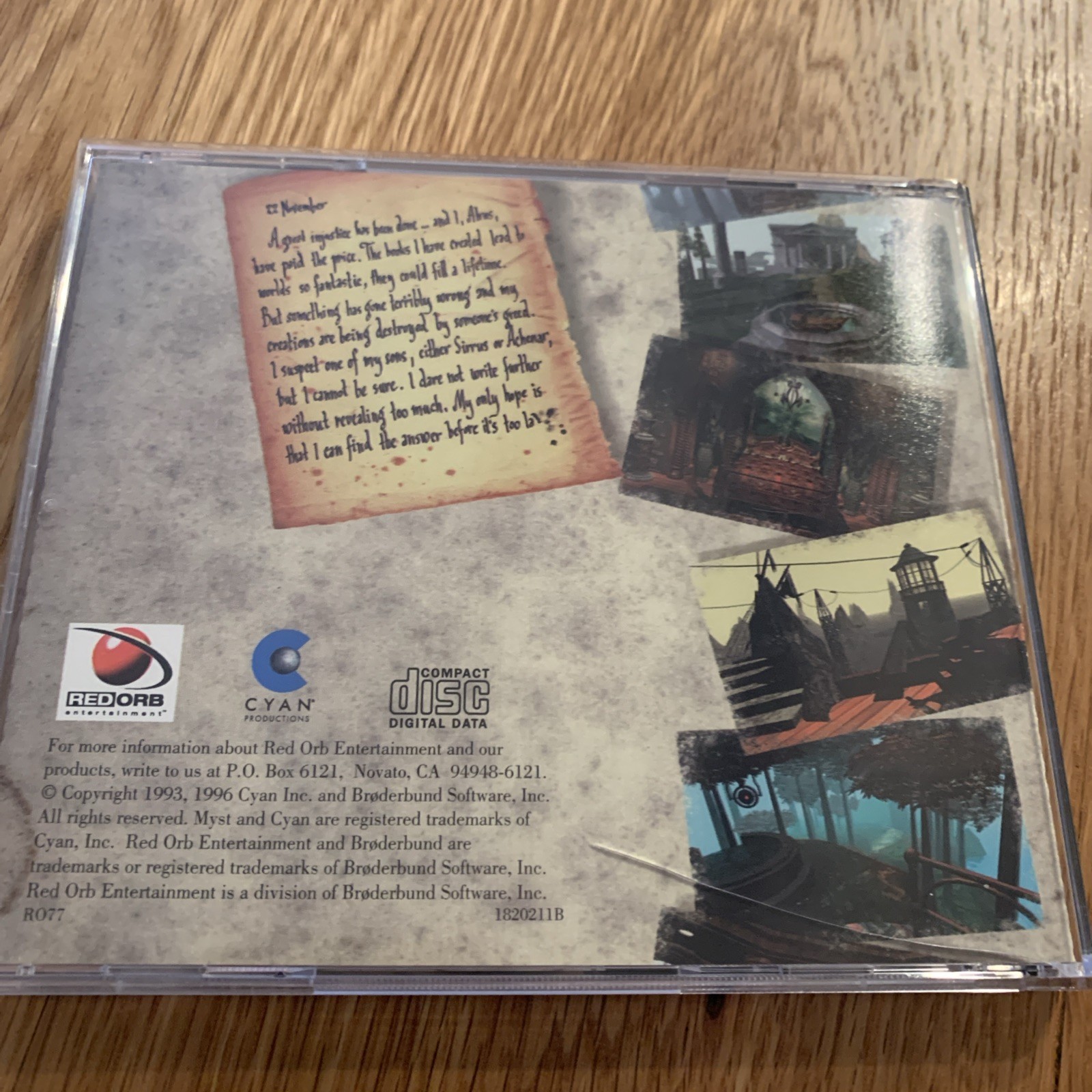 1994 Myst Windows 3.1 / 95 PC CD-ROM Game Red Orb