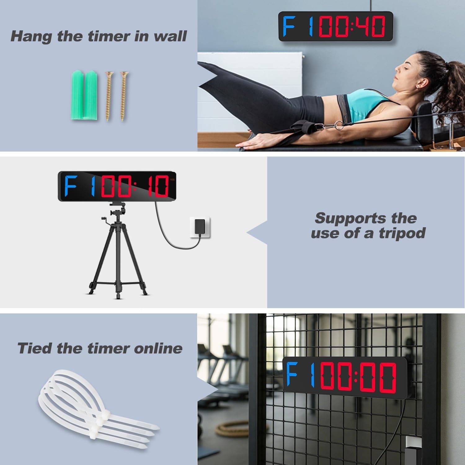 Gym Timer 15" Large LED Display Wall Clock | Gym Interval Workout | Count Dow...